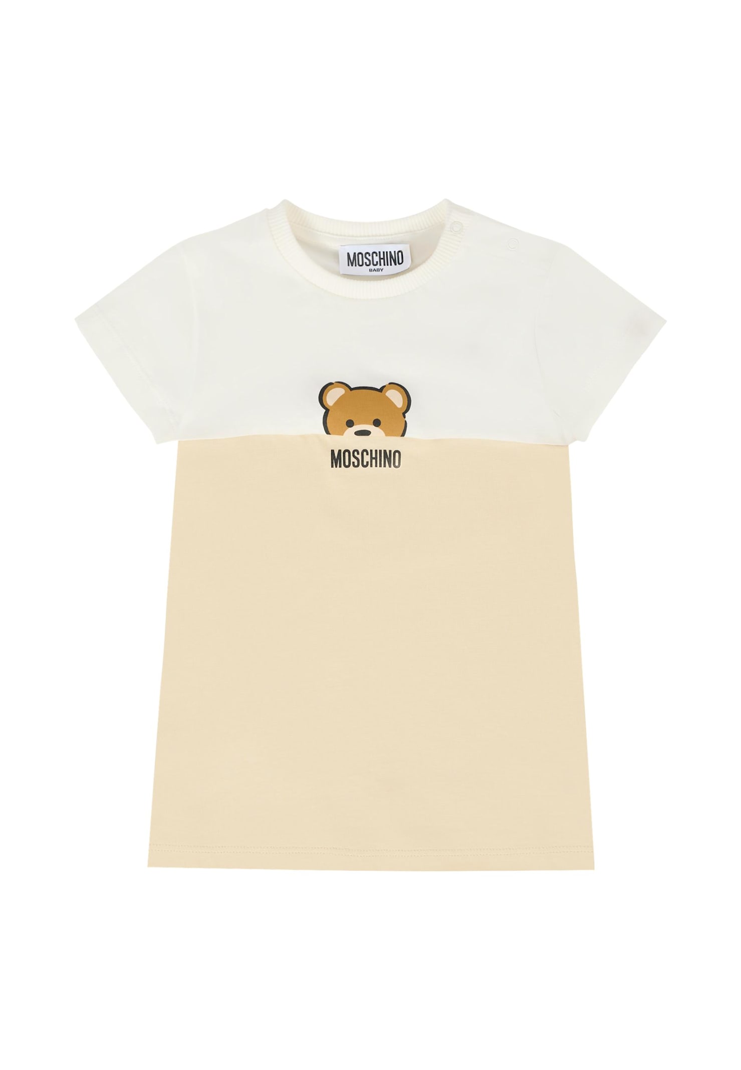 Moschino Beige Dress For Baby Girl With Teddy Bear In Neutral