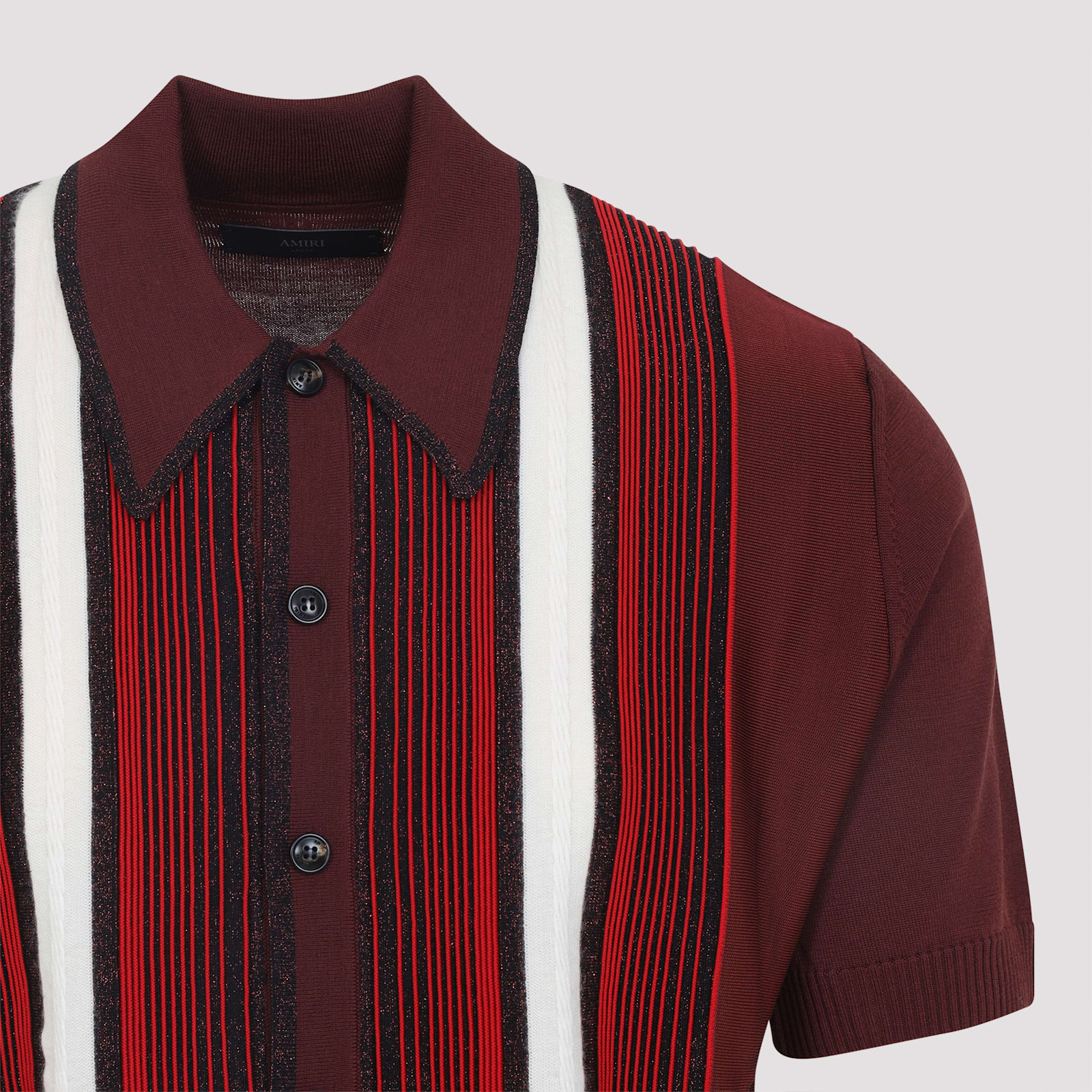 Amiri Striped Shirt With Embellishments And Short Sleeves In Red