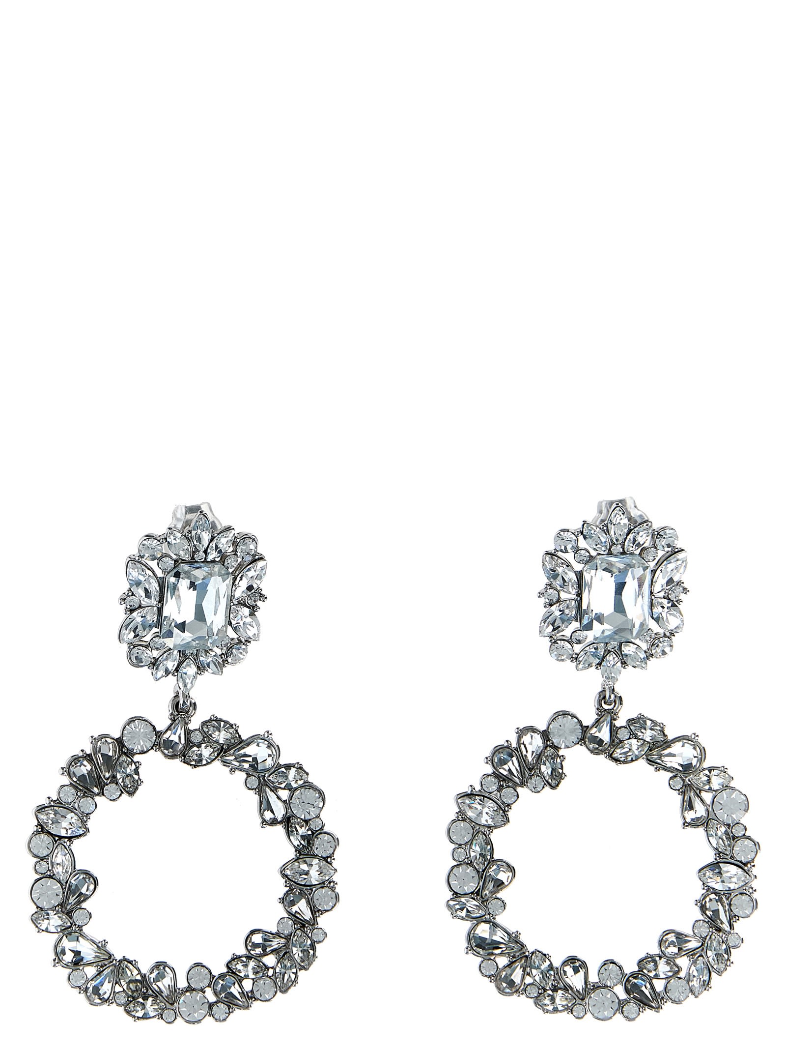 Shop Self-portrait Crystal Hoop Earrings In Non Definito