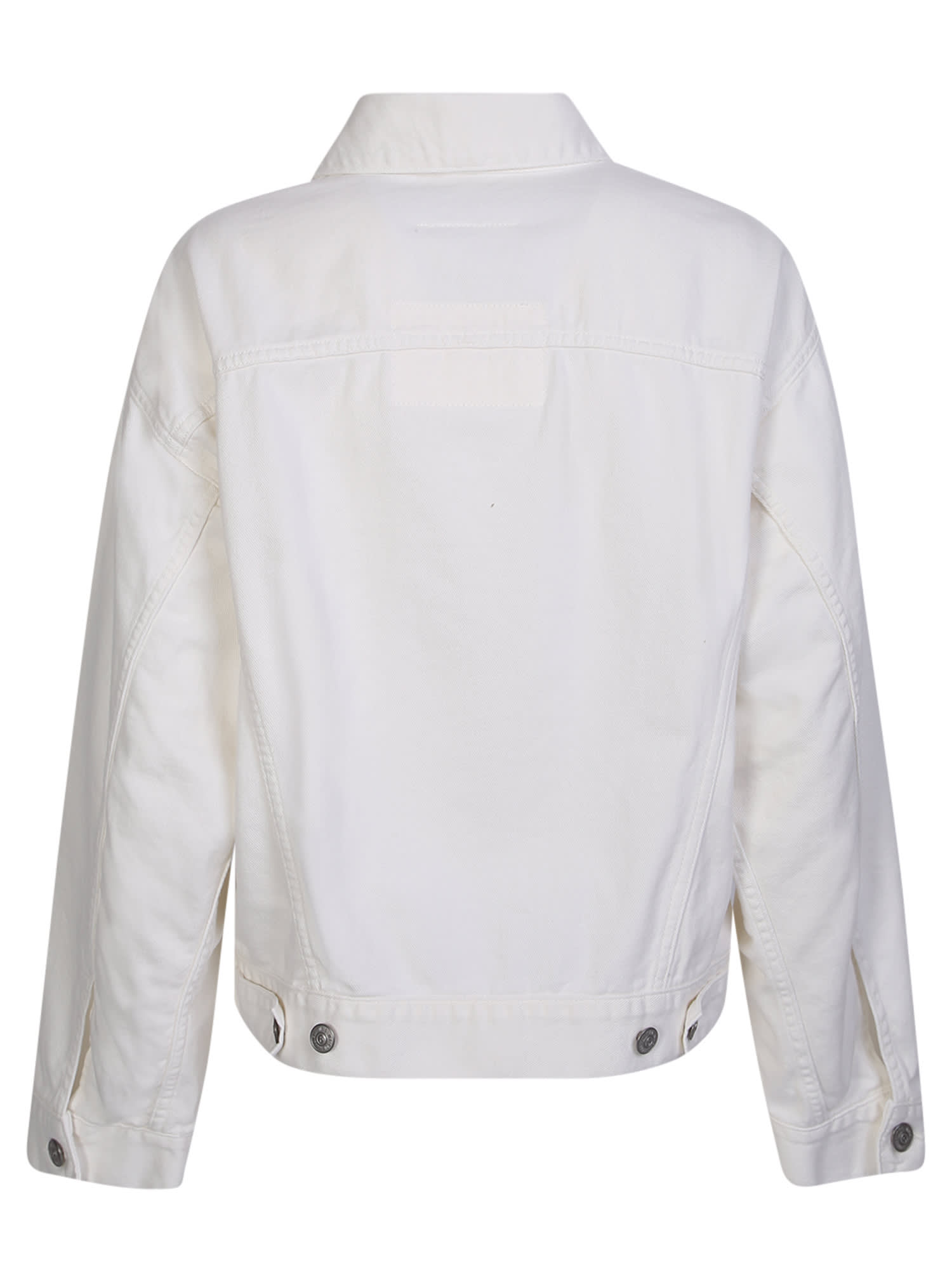 Shop Mm6 Maison Margiela Cut-out Denim Jacket In White