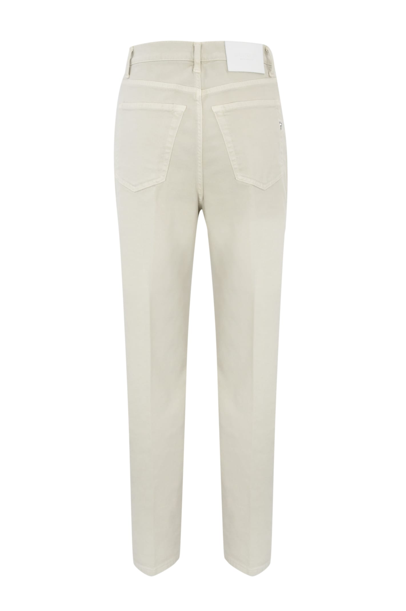 Dondup Bessie Loose Trousers In Cotton And Lyocell In Panna