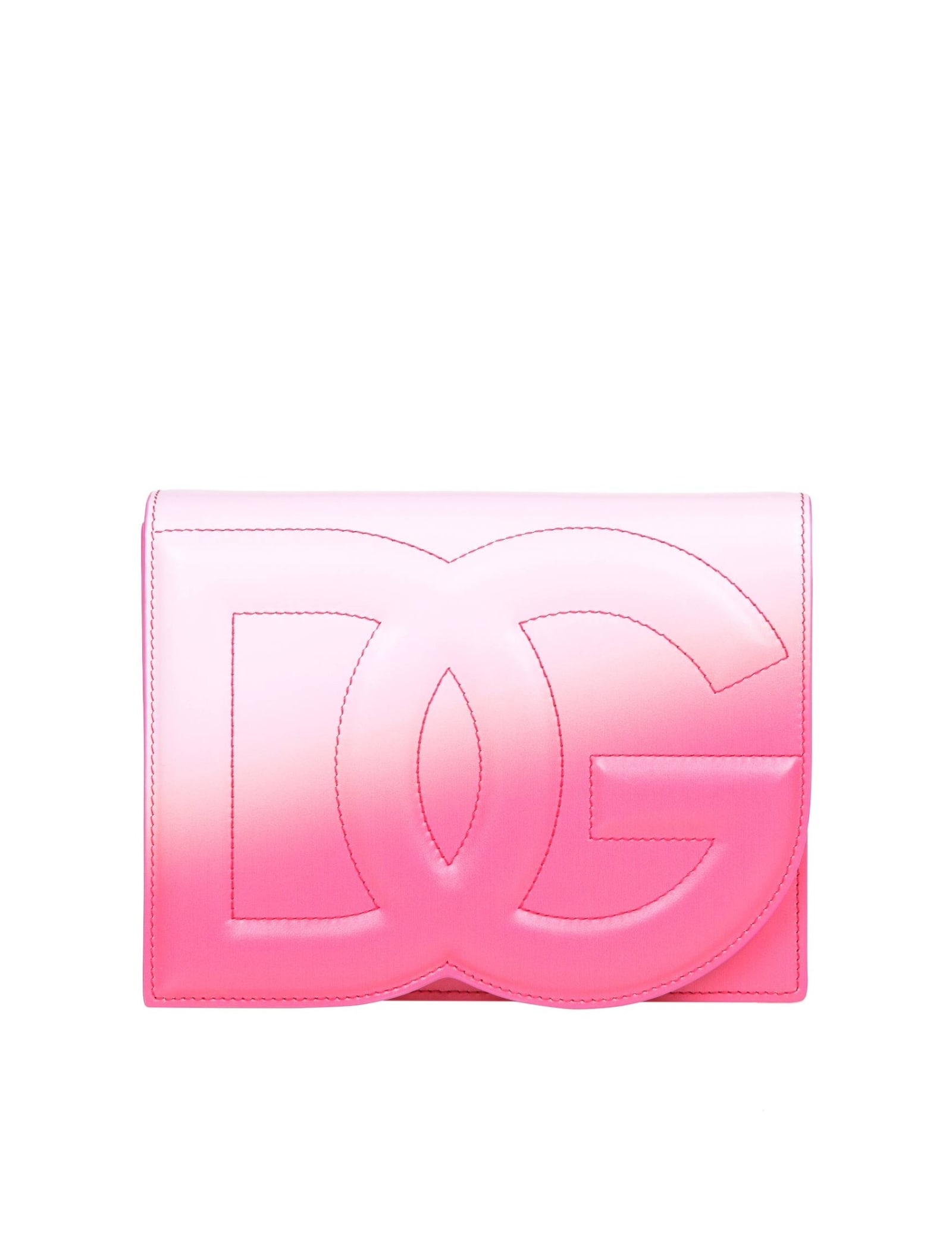 Dolce & Gabbana Crossbody Bag In Leather With Logo Color Pink Degrade