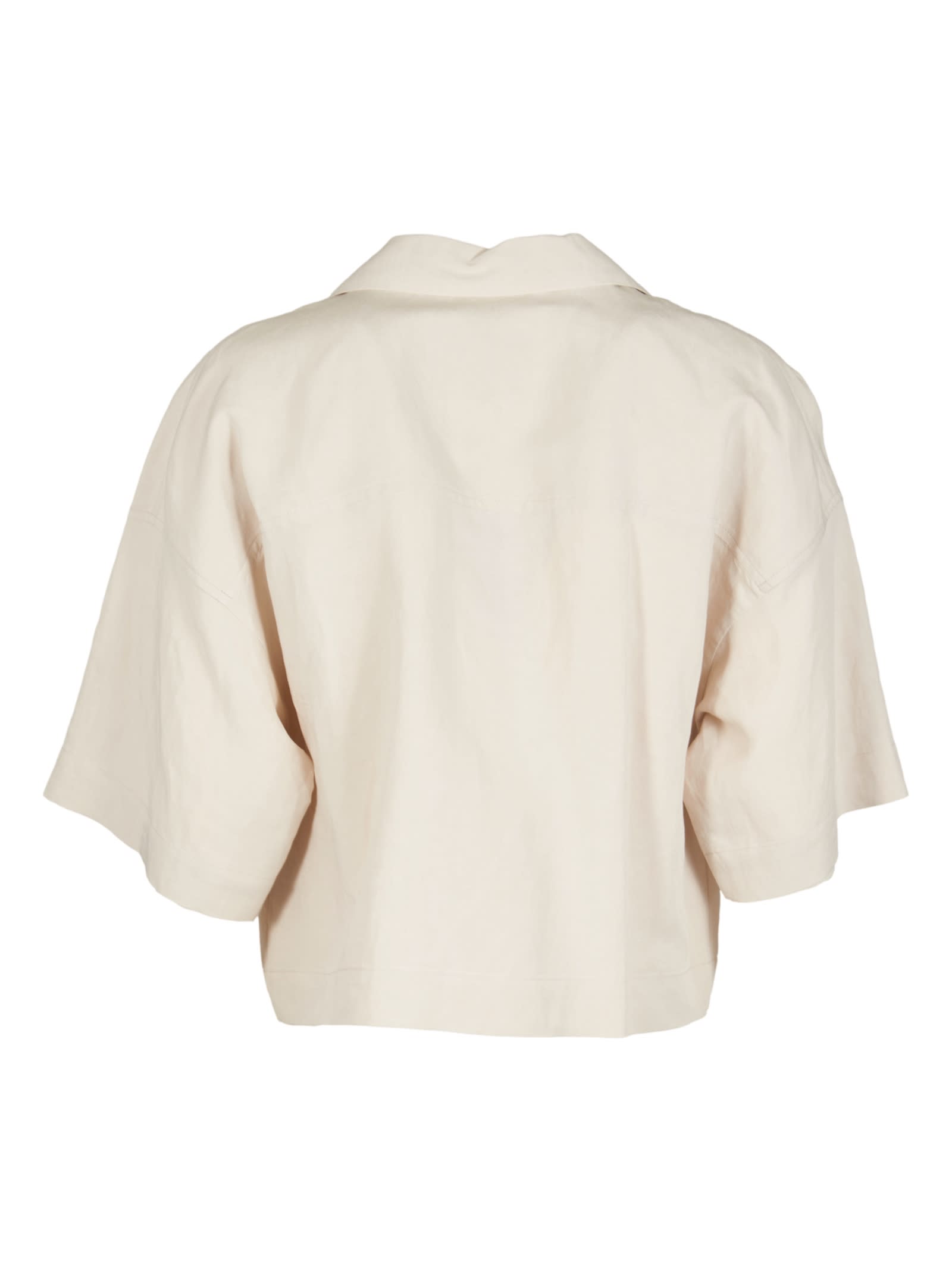 8pm Cropped One-buttoned Blazer In Off-white