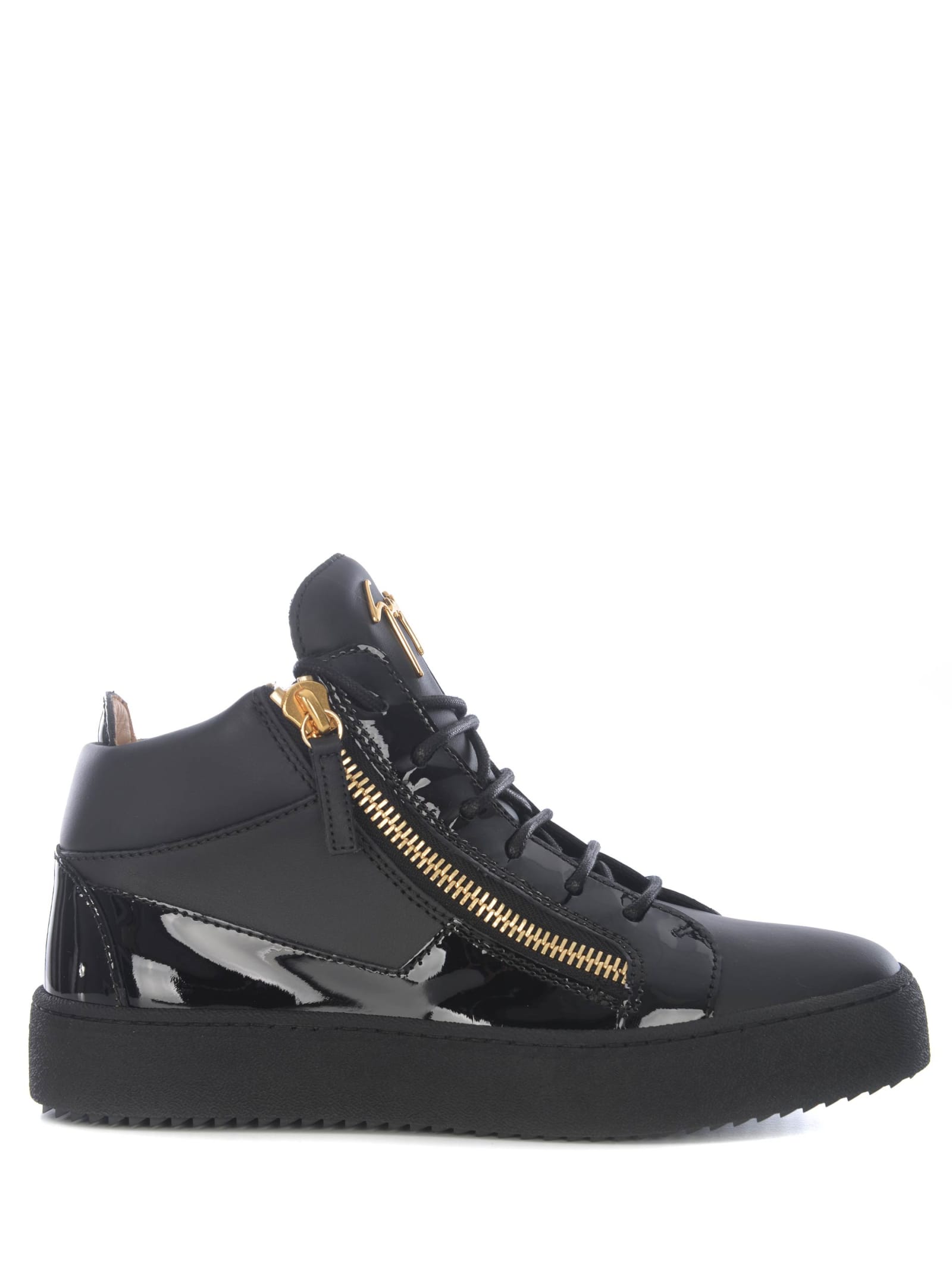 High Sneakers Giuseppe Zanotti In Leather And Patent Leather