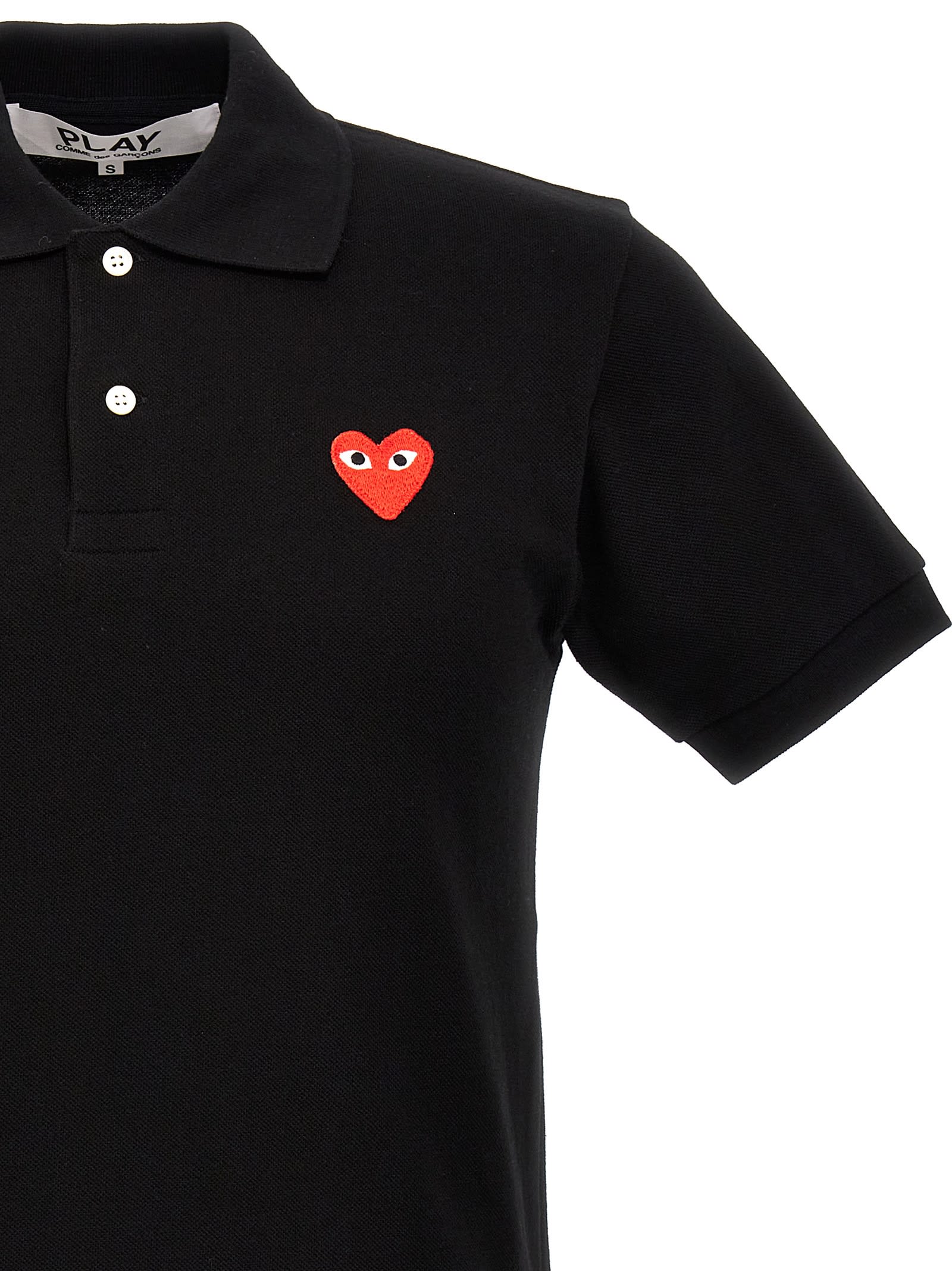 Shop Comme Des Garçons Play Logo Patch Polo Shirt In Black