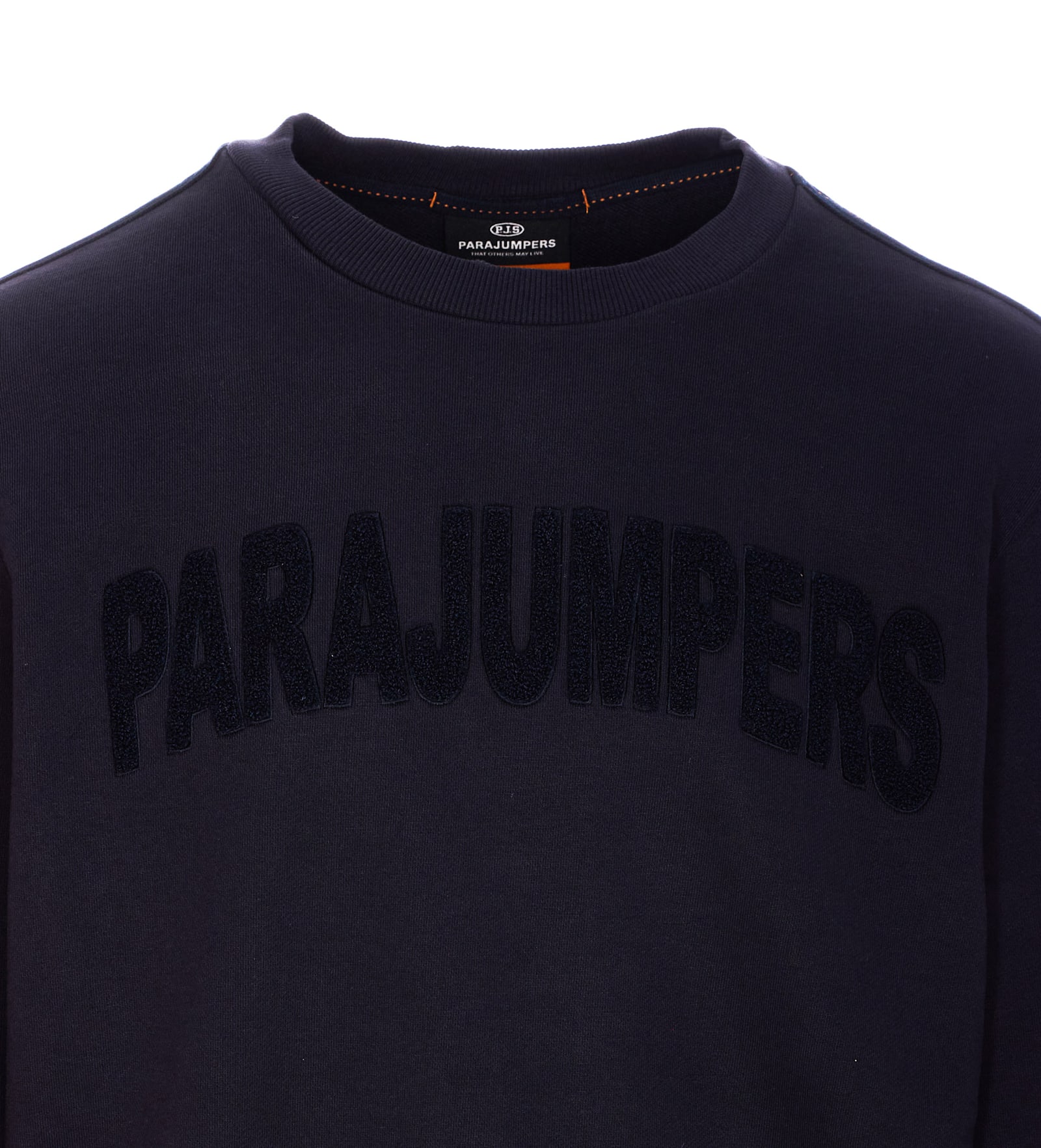 Parajumpers Josiah Crewneck Sweatshirt Ribbed Cuffs In Blue