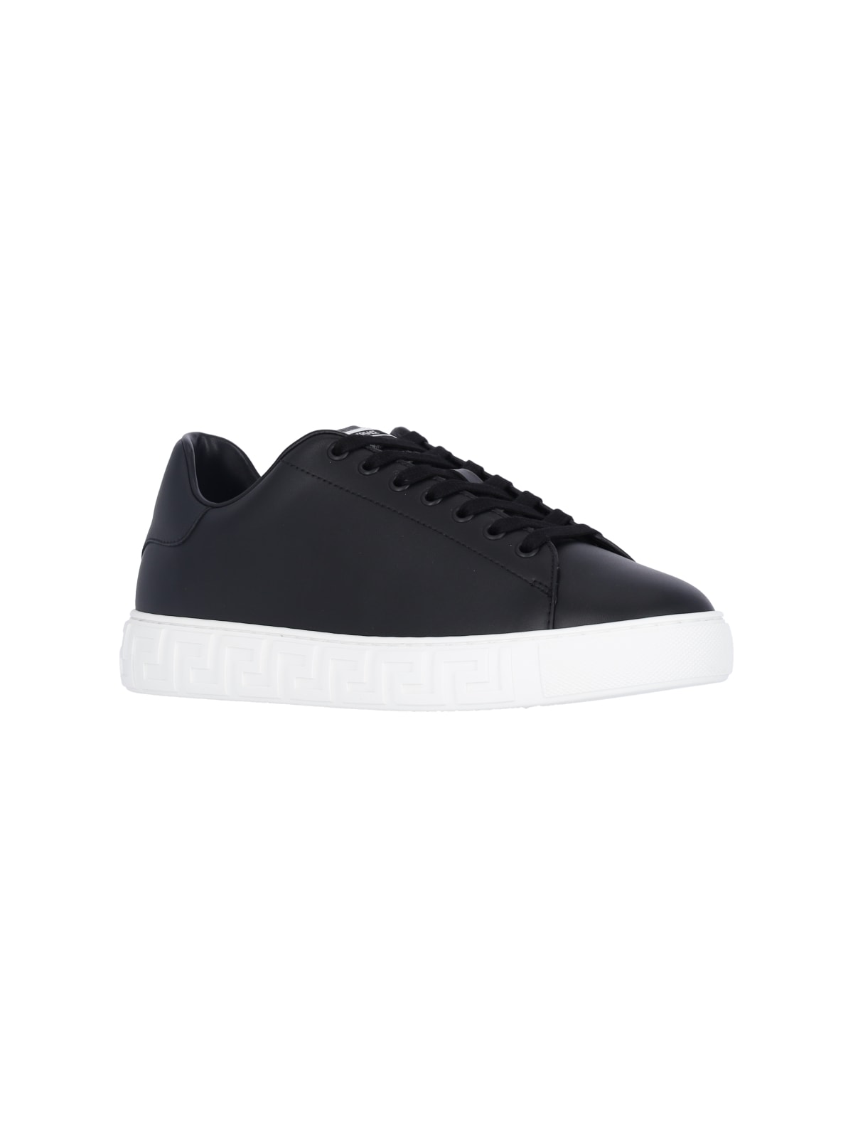 Shop Versace Greca Low-top Sneakers In Black