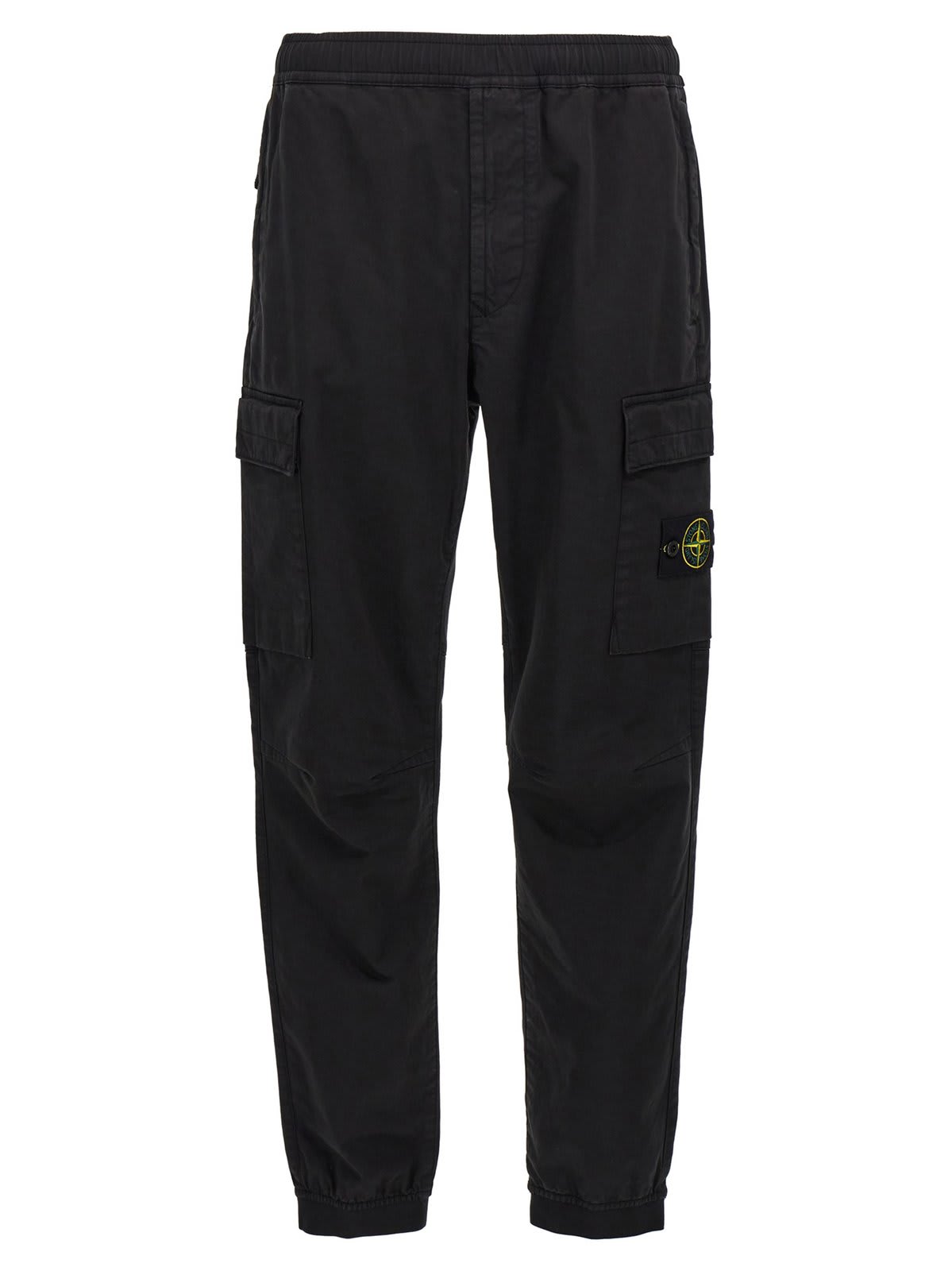 Shop Stone Island Regular Tapered Fit Cargo Pants In Nero