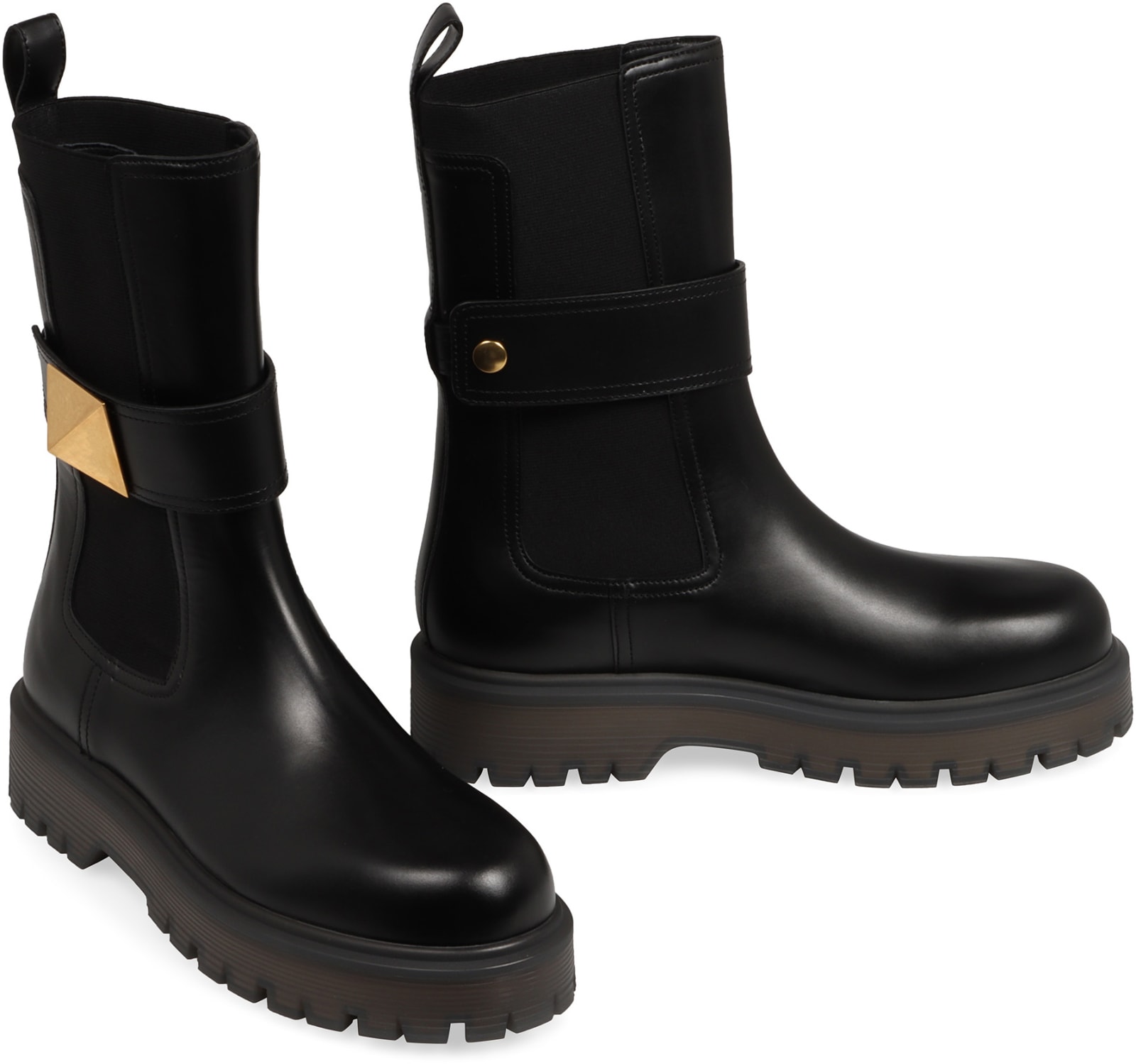 Valentino One Stud Leather Chelsea Boots In Black