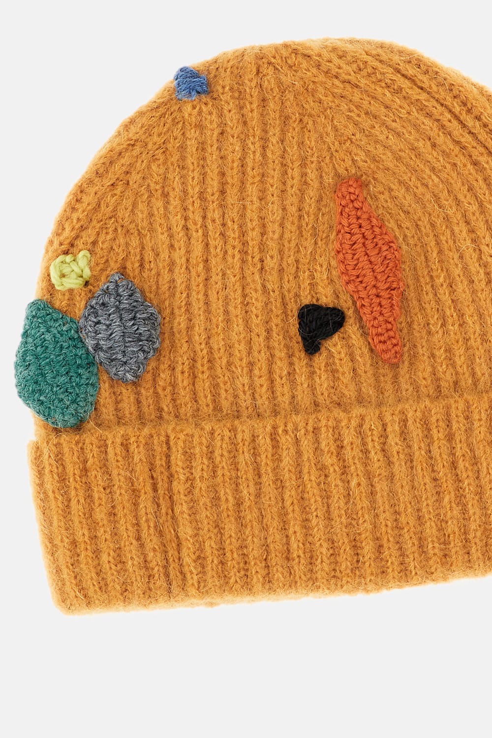 Exquisite J Embroidered Ribbed Beanie Hat In Yellow