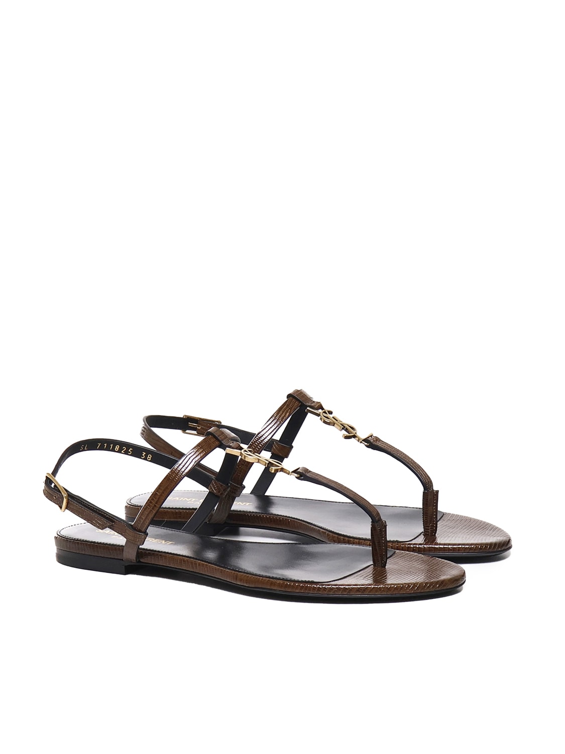 Shop Saint Laurent Cassandre Sandals In Macadamia Brown