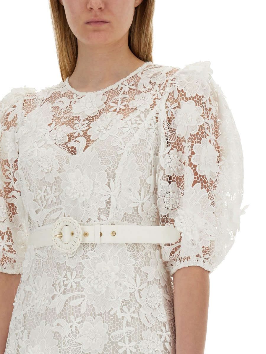 Shop Zimmermann Lace Dress In Ivory