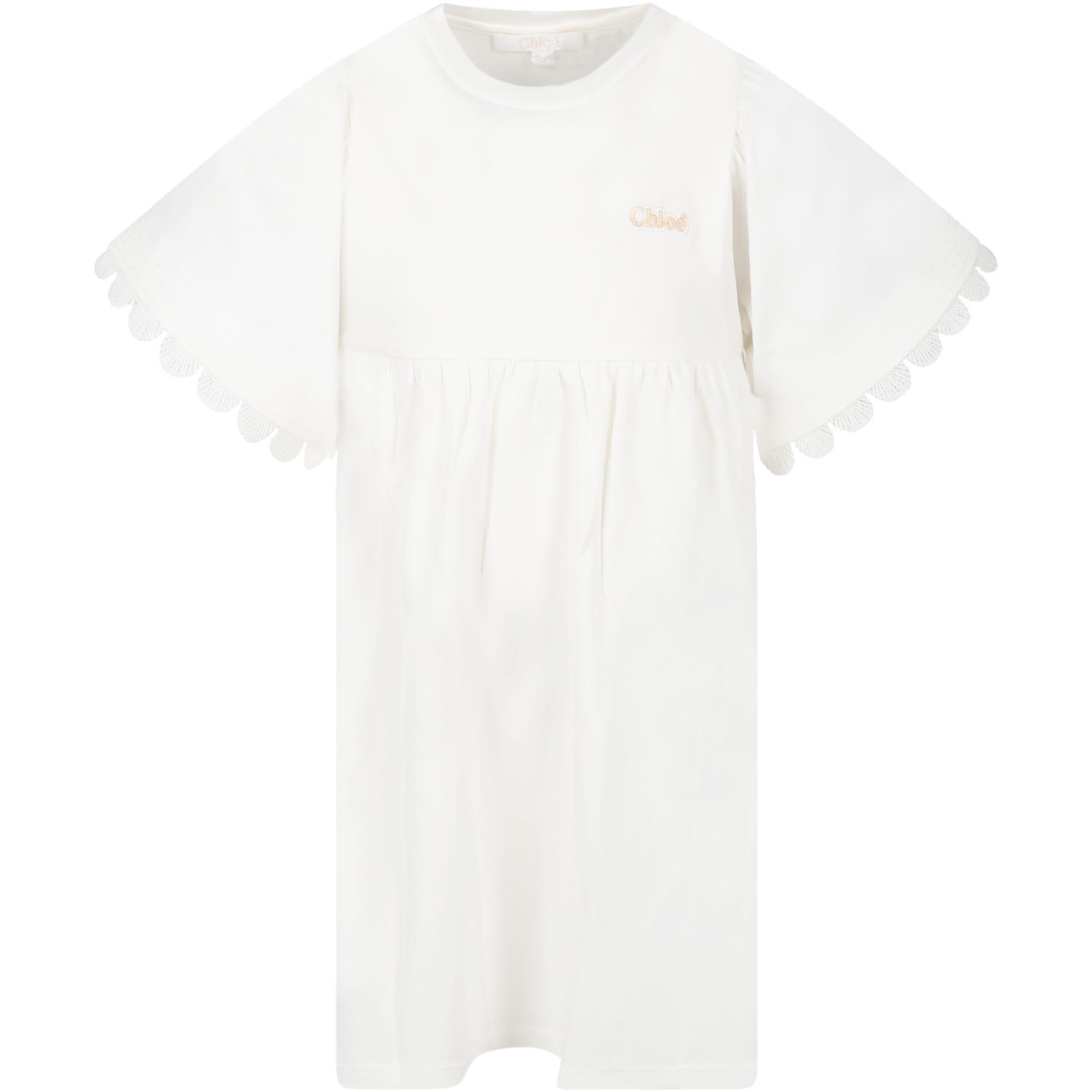Chloé White Dress For Girl With Logo