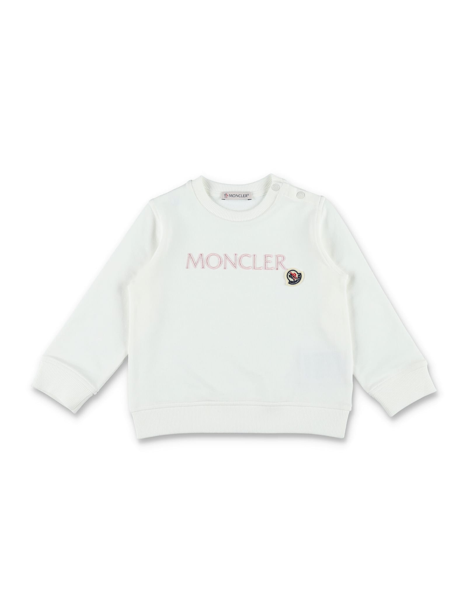 Moncler Kid - Embroidered Logo Coton Sweatshirt In White