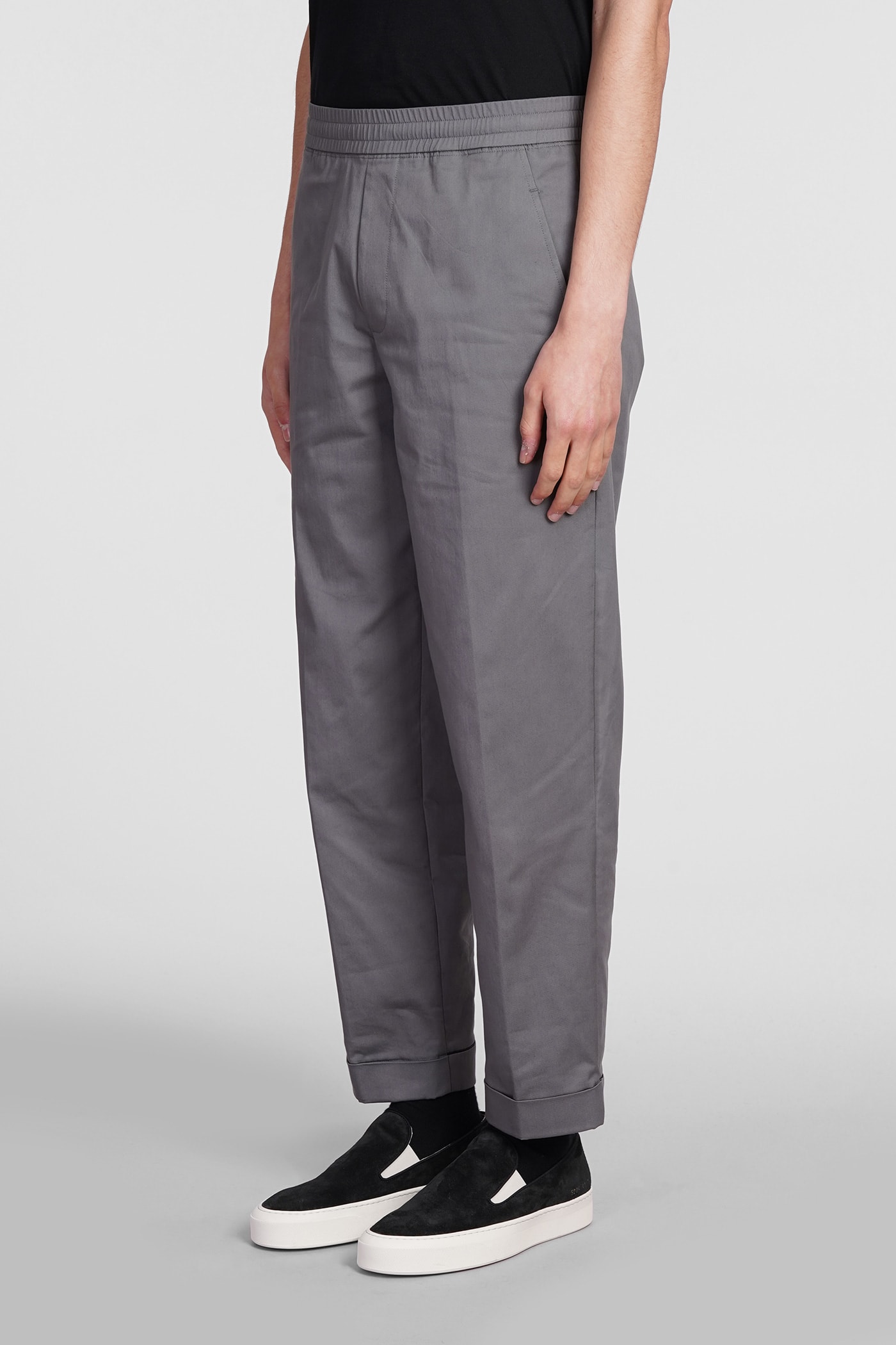 Shop Neil Barrett Rem Slim Low Rise Pants In Grey Cotton In N Steel Black