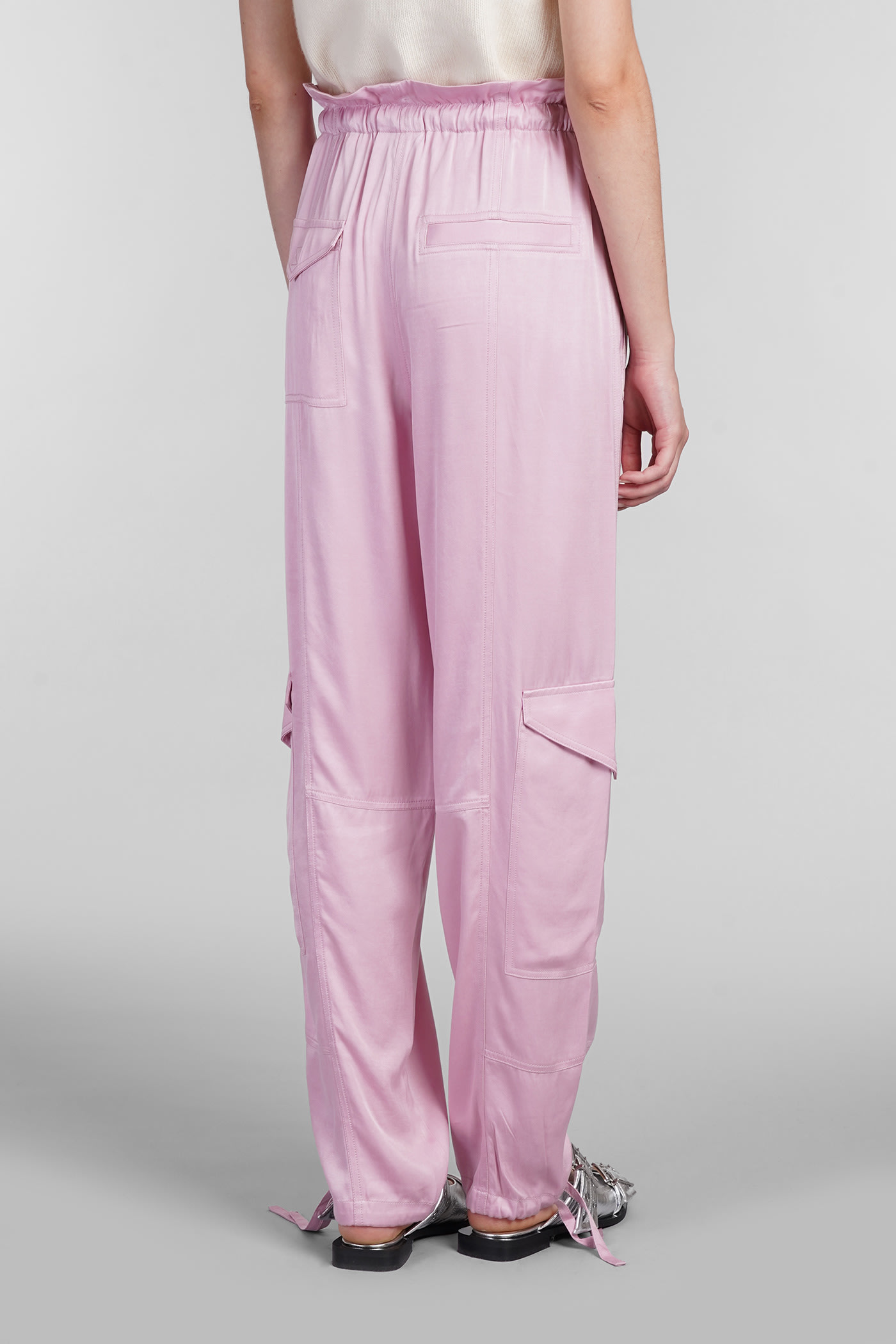 Shop Ganni Pants In Rose-pink Viscose