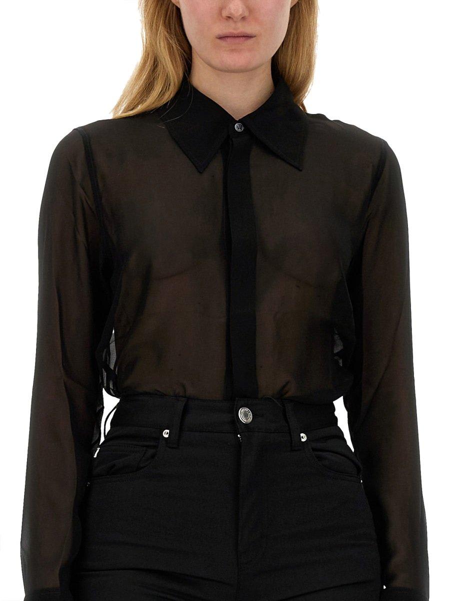 Shop Ami Alexandre Mattiussi Paris Semi-sheer Long-sleeved Shirt In Black