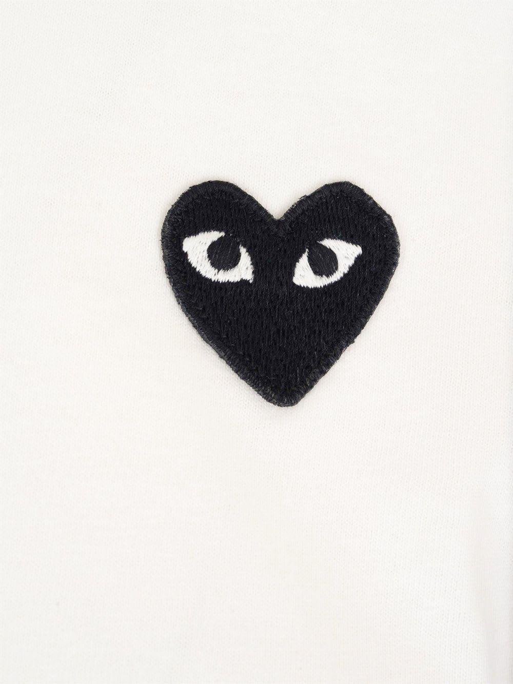 Comme Des Garçons Play Heart Patch Polo Shirt In White
