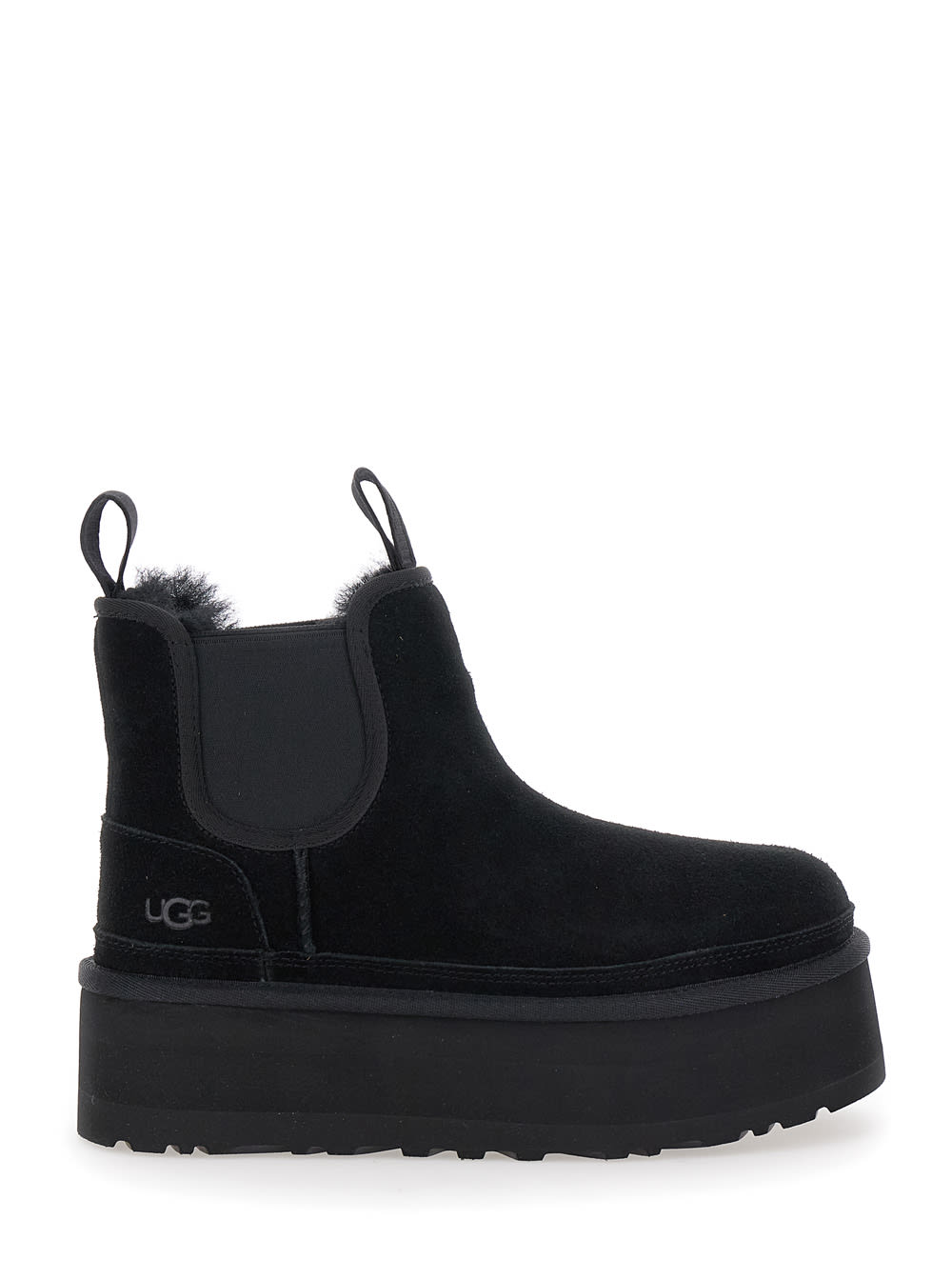 UGG neumel Black Ankle Boots With Platform In Suede Leather