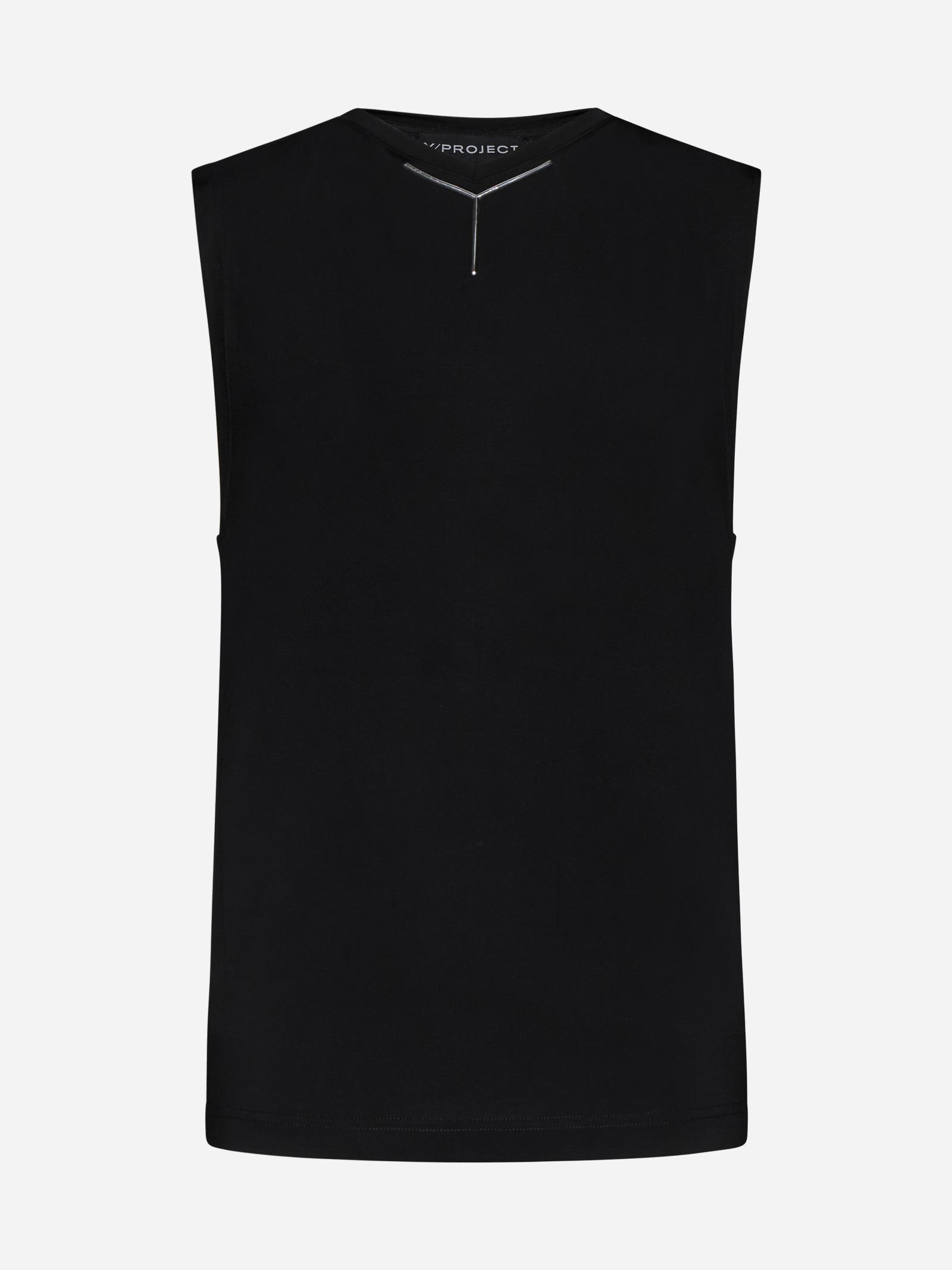 Shop Y/project Logo-plaque Viscose Top In Black