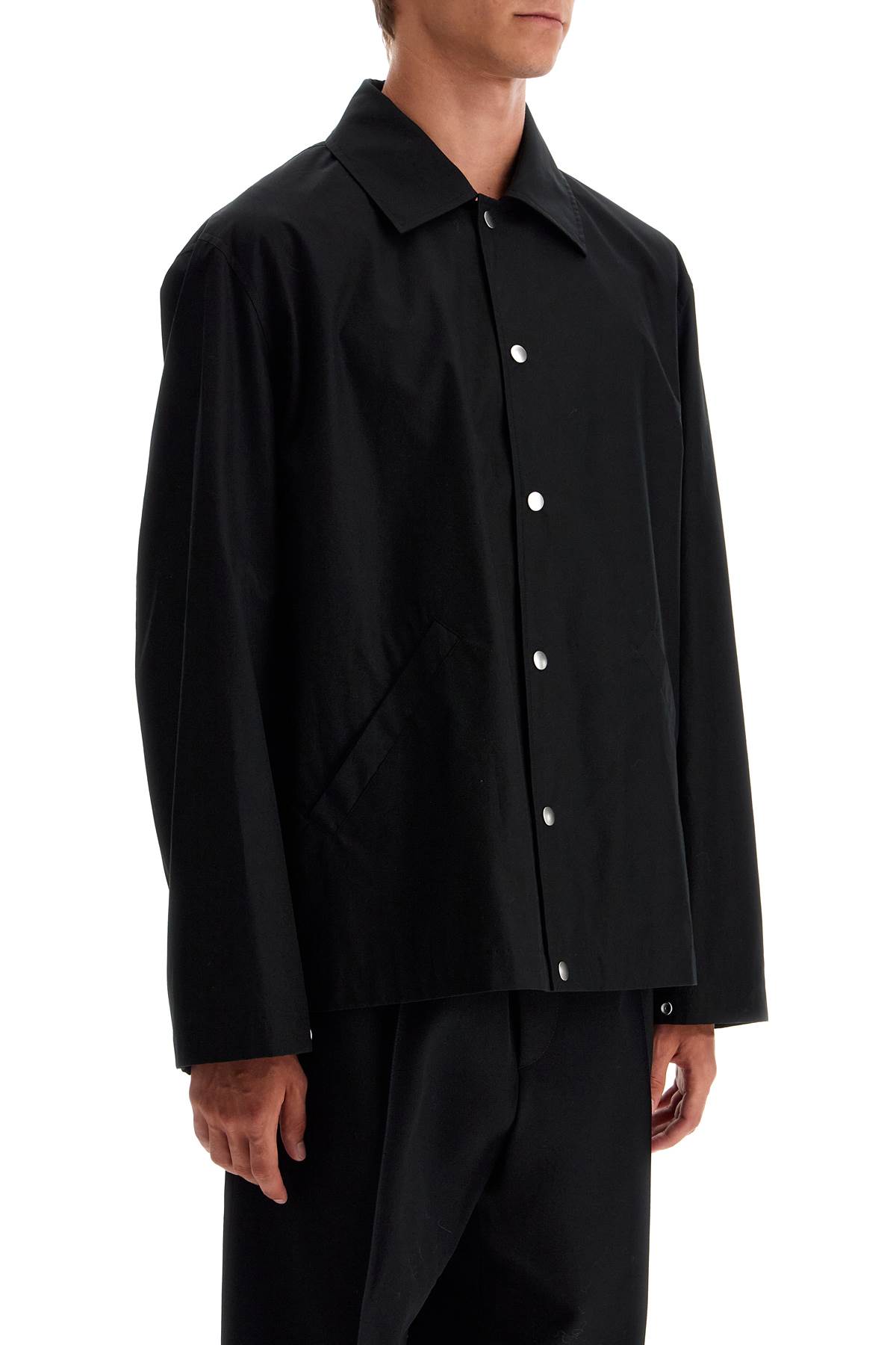 Shop Jil Sander Cotton Logo Overshirt With In Black (black)