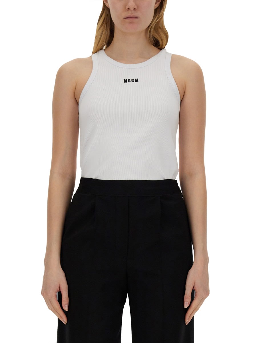 Shop Msgm Tops With Logo In White