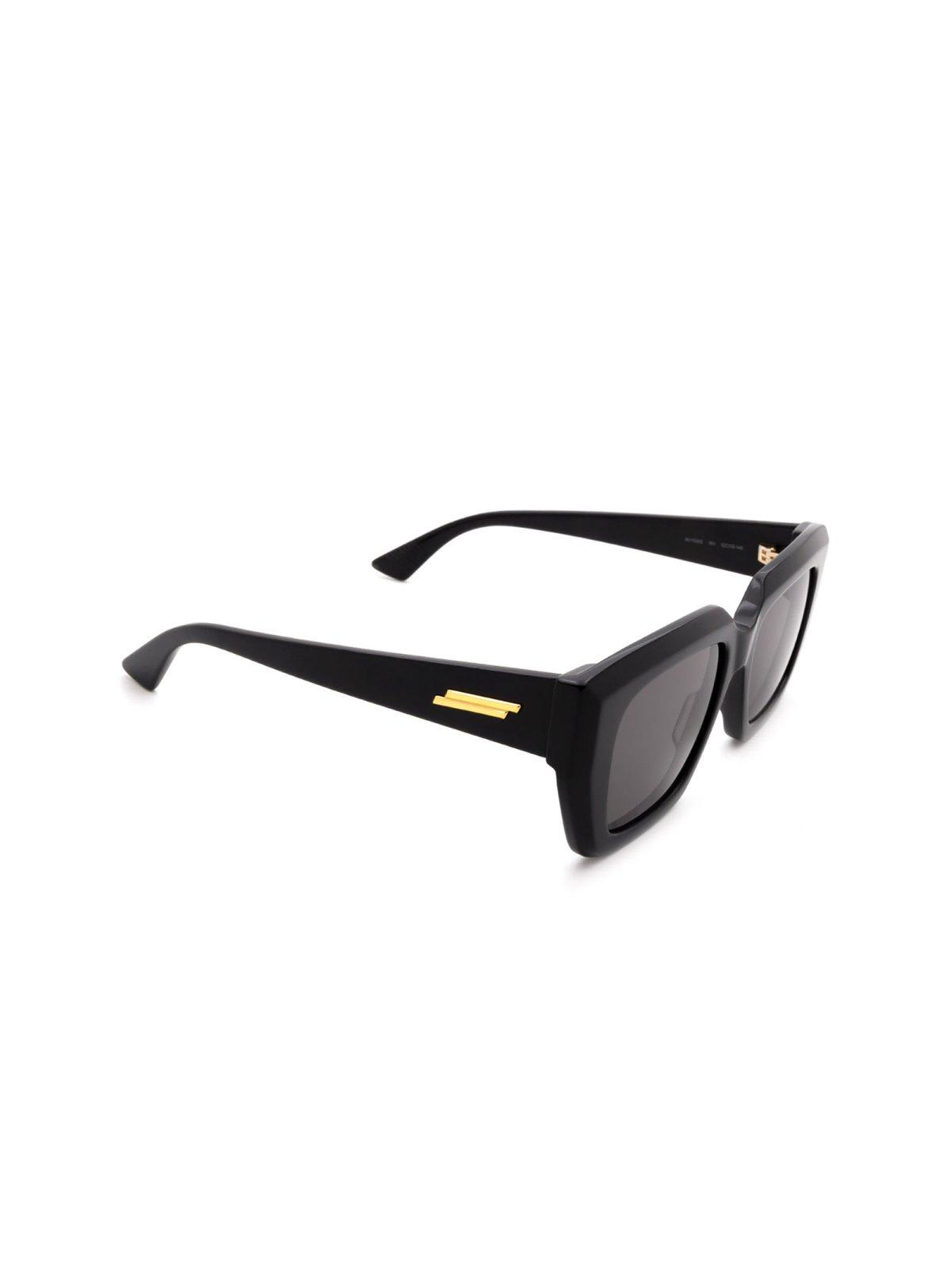 Shop Bottega Veneta Square Frame Sunglasses In 001 Black Black Grey