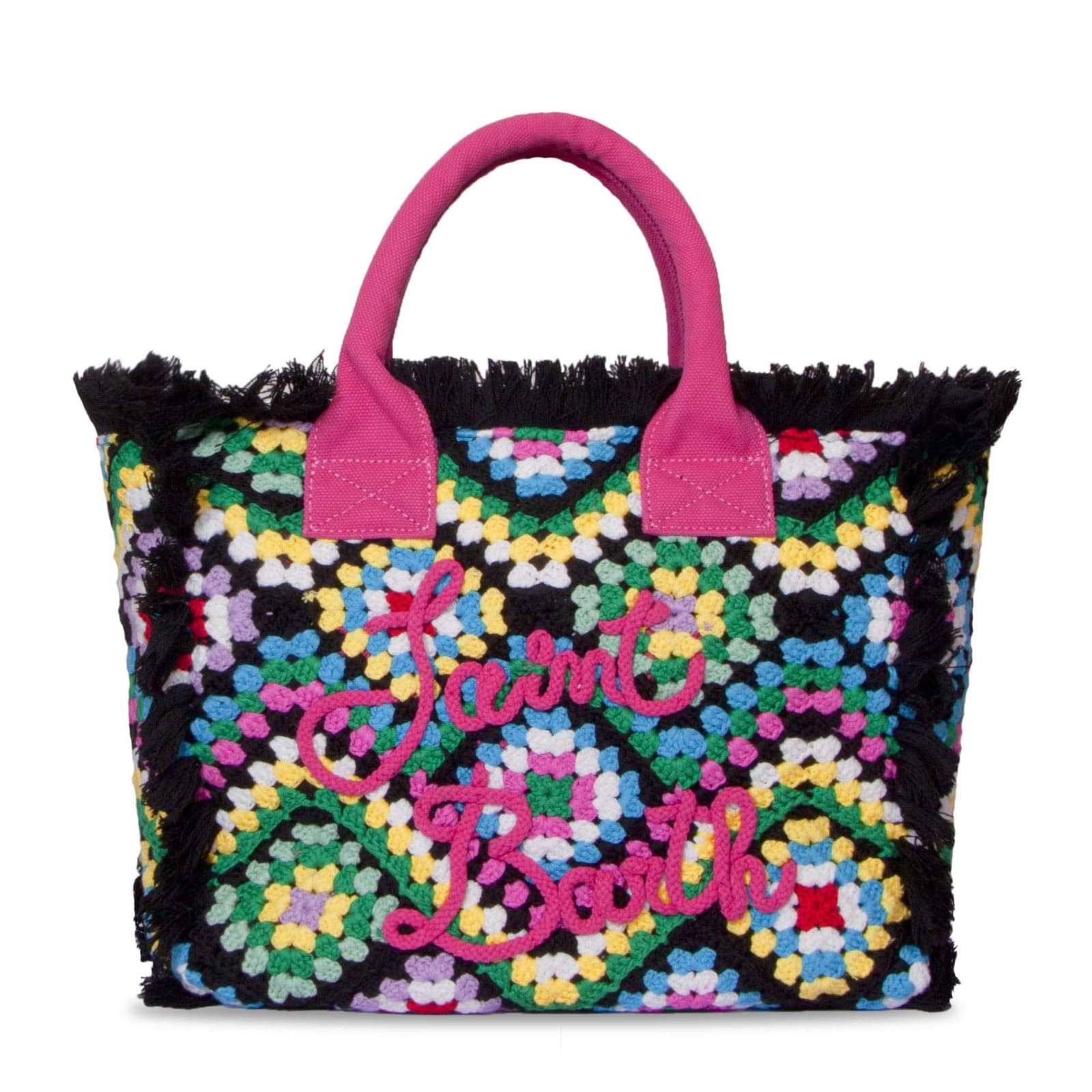 MC2 Saint Barth Crochet Shoulder Bag With Multicolor Pattern