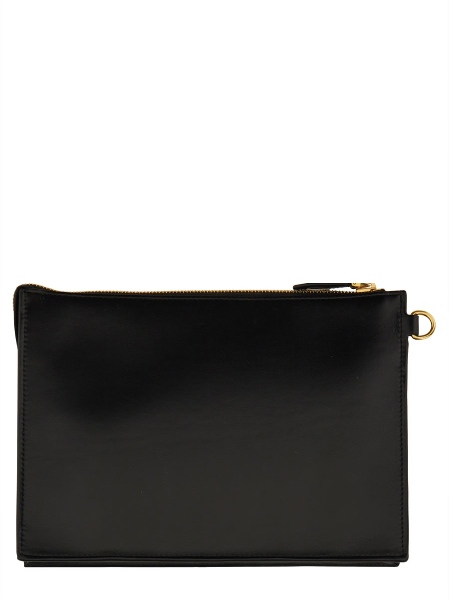 Shop Valentino Leather Clutch In Black