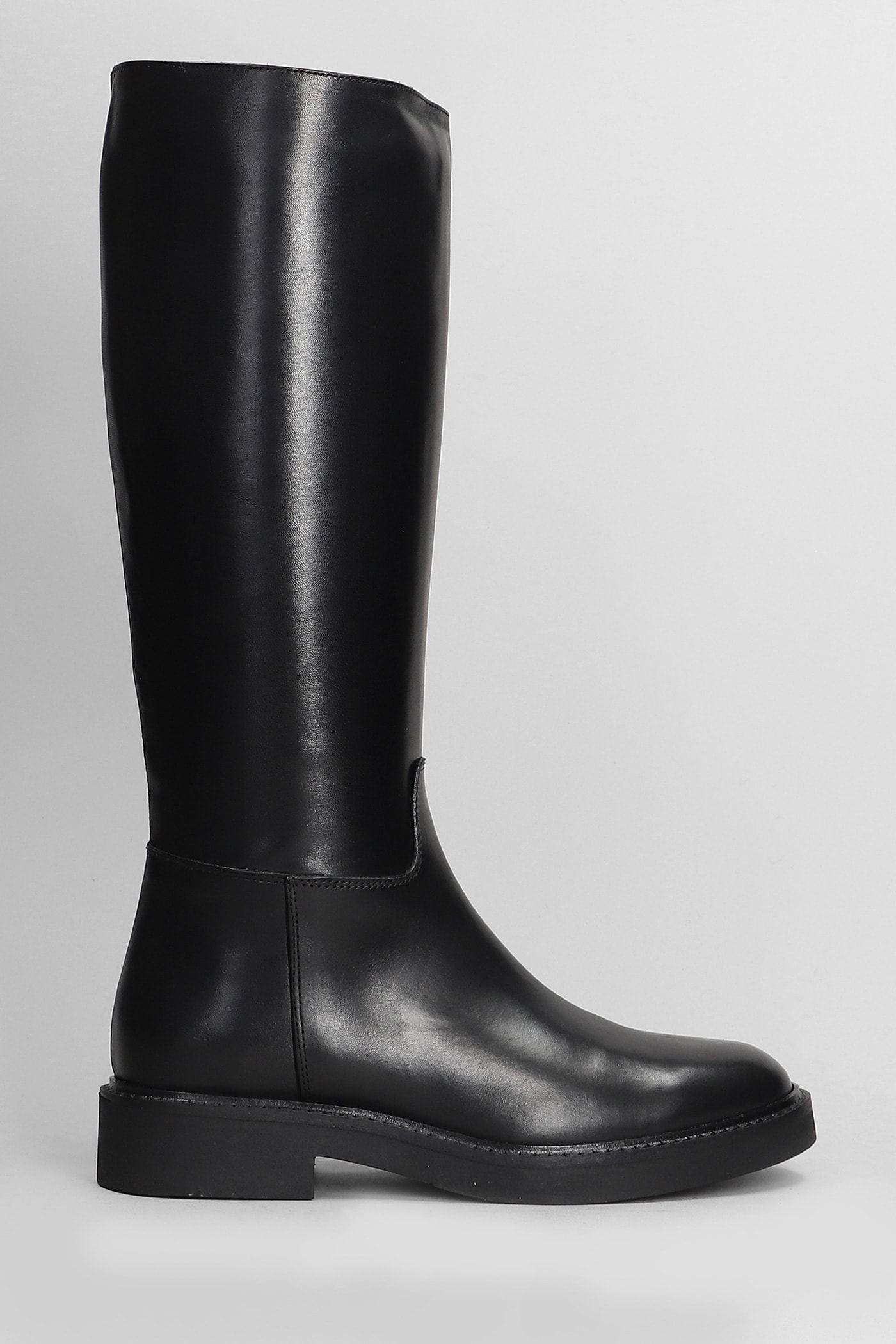 Shop Julie Dee Low Heels Boots In Black Leather