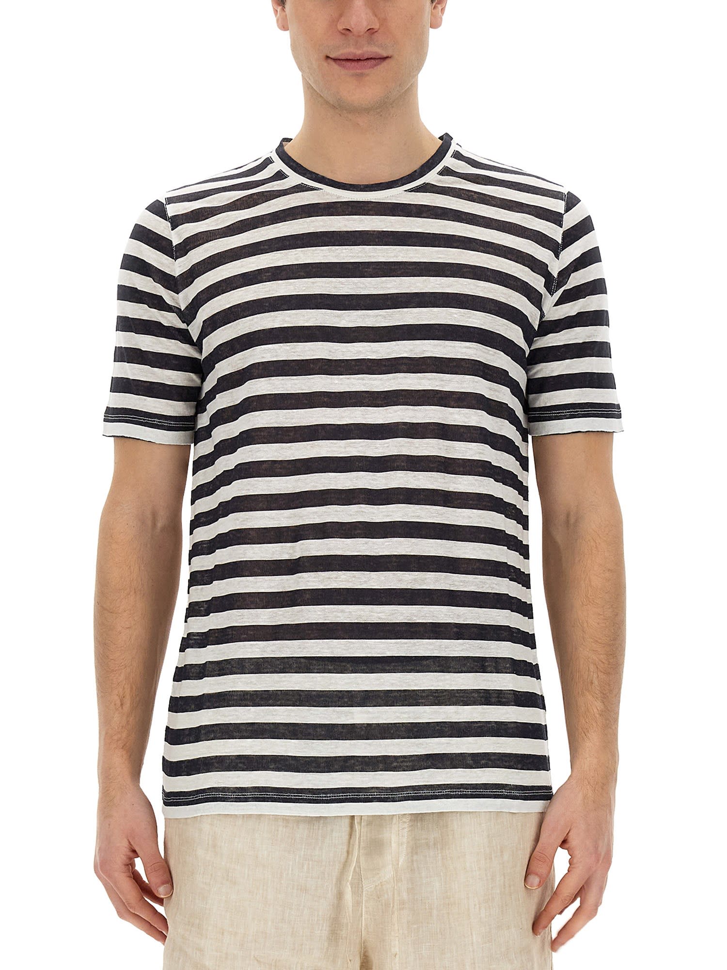 Shop 120% Lino Striped T-shirt