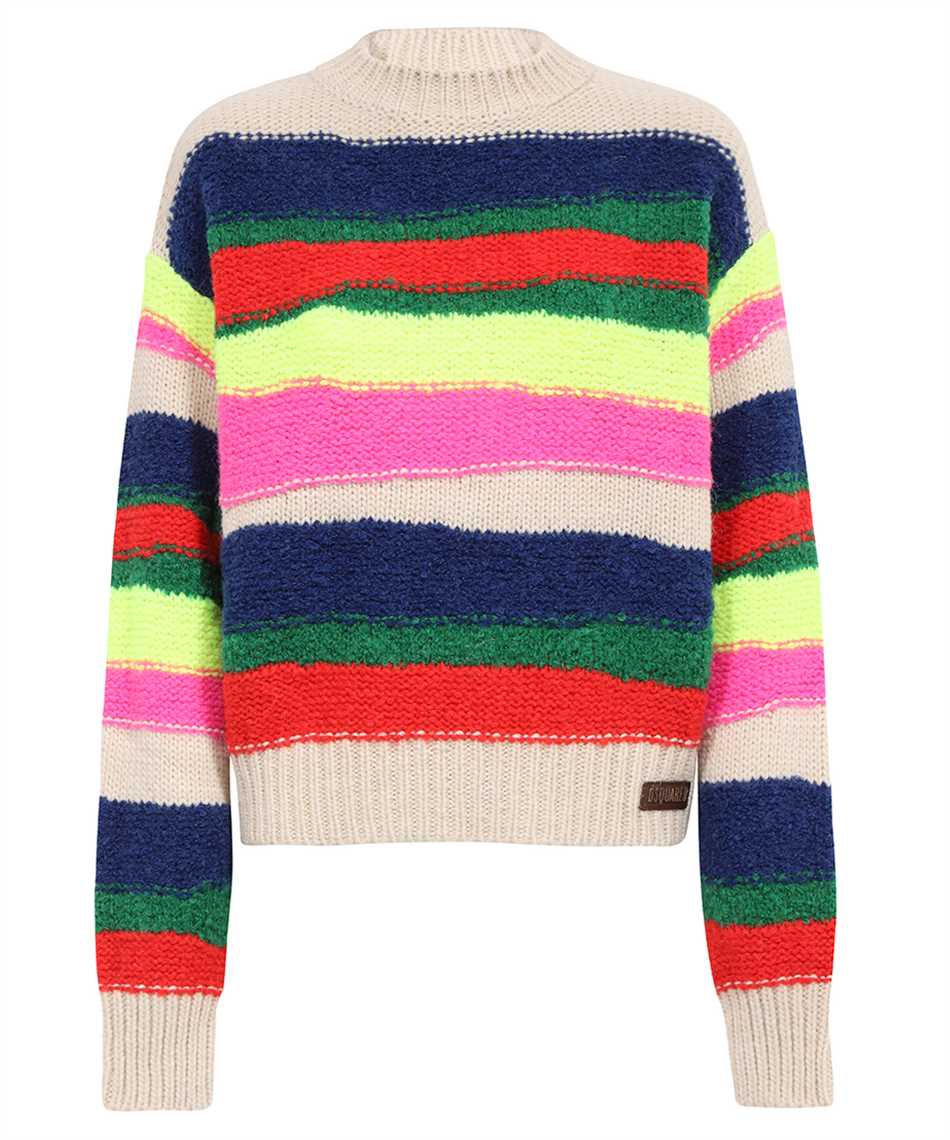 Shop Dsquared2 Long Sleeve Crew-neck Sweater In Multicolor