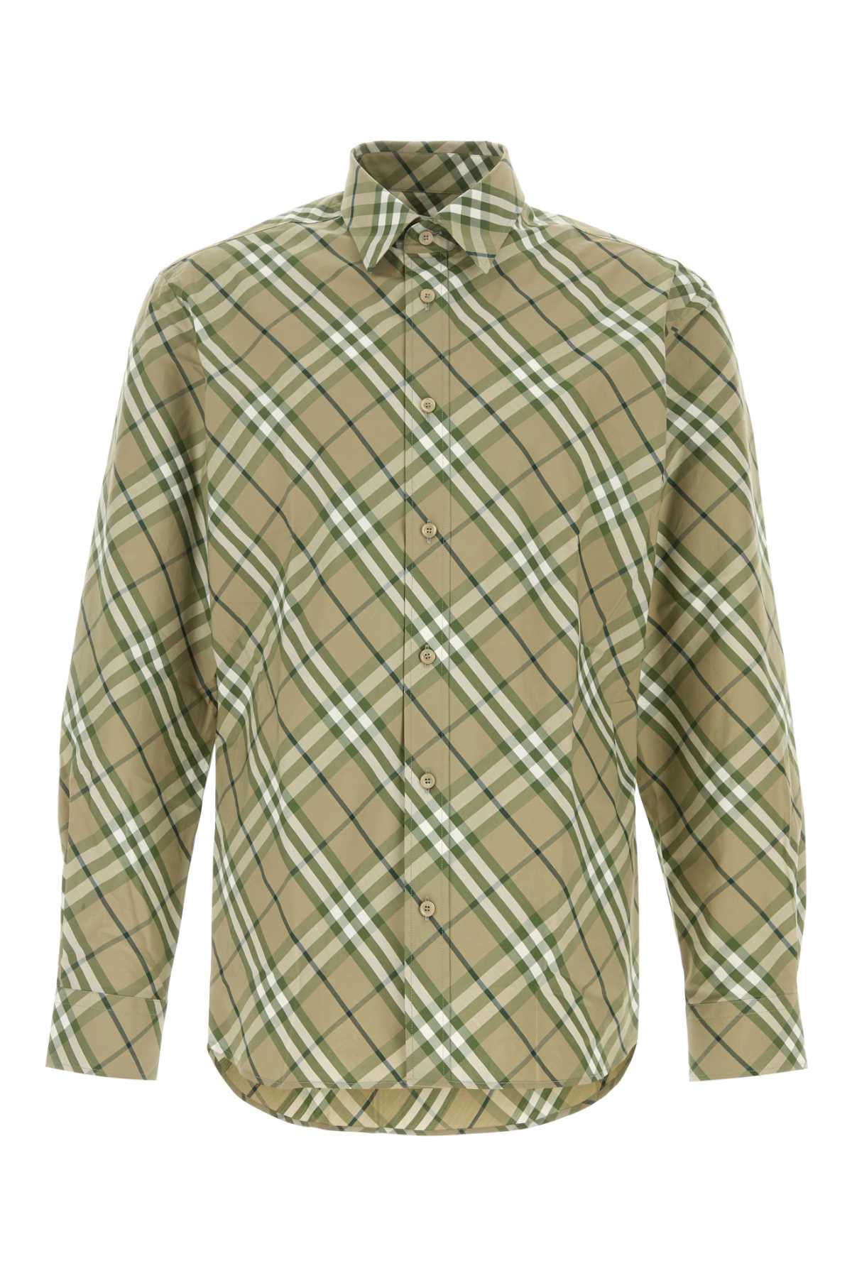 Burberry Embroidered Poplin Shirt With Button Cuffs In Saxonipcheck