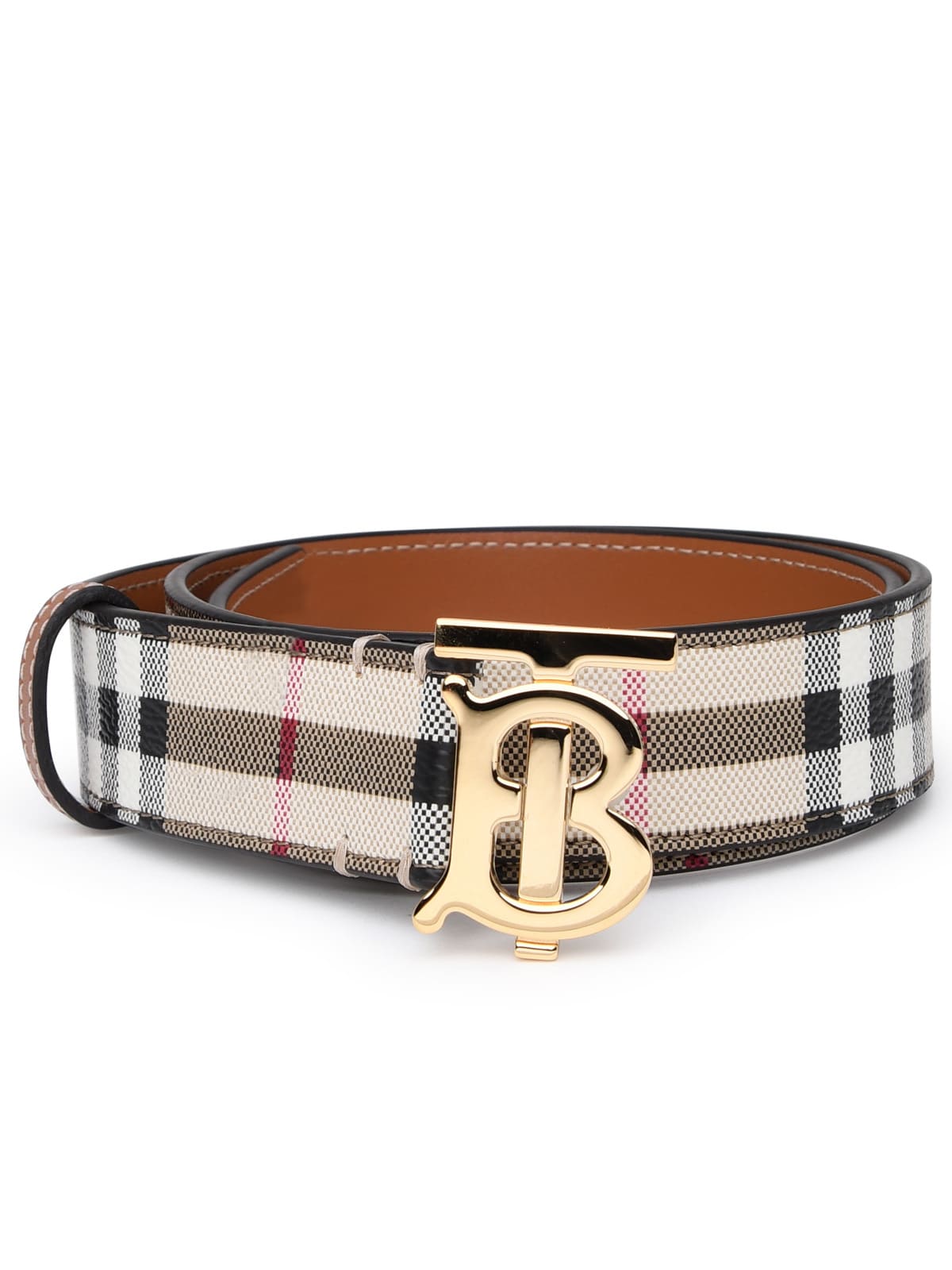 Burberry Tb Belt In Beige Leather Blend