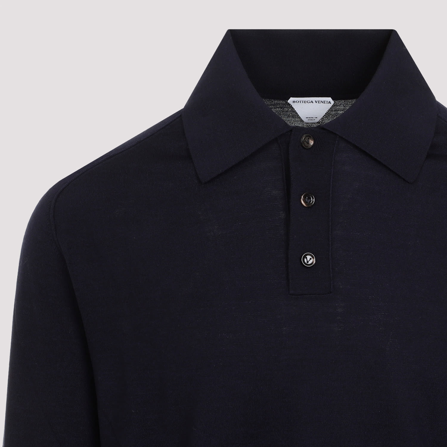 Shop Bottega Veneta Long Sleeves Polo In Navy