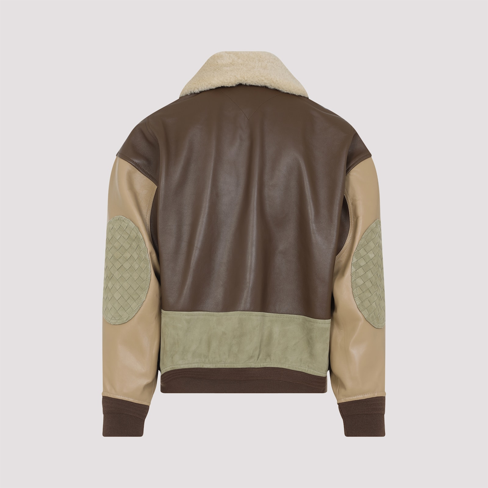 Bottega Veneta Multicolor Leather Bomber Jacket In Brown