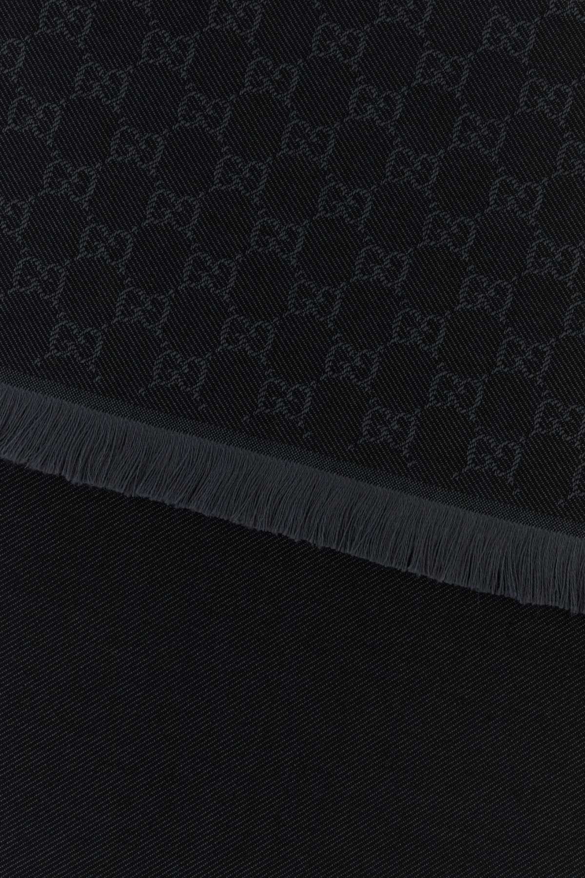 Gucci Embroidered Wool Scarf In Black