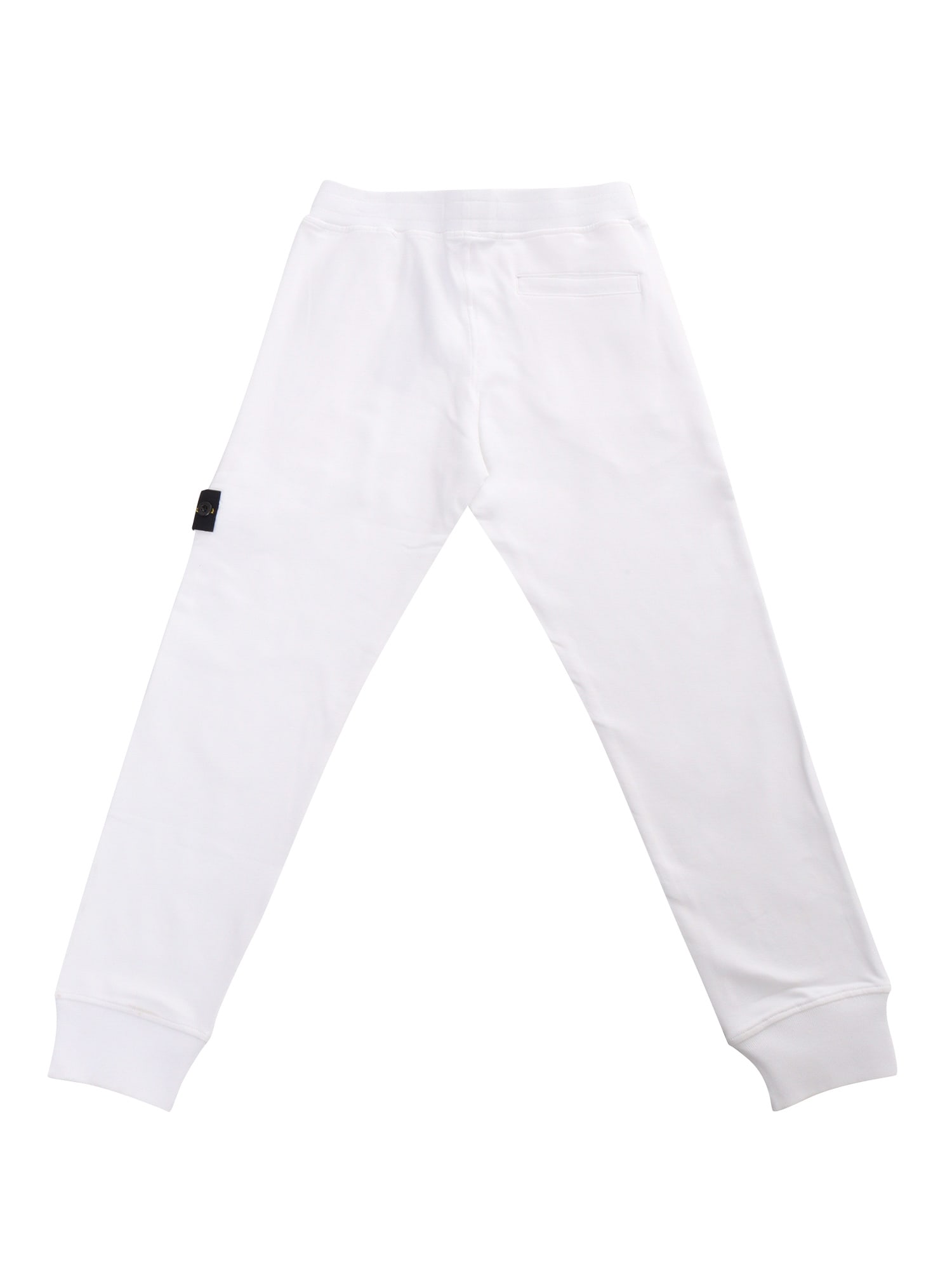 Stone Island White Fleece Jogging Pants In White