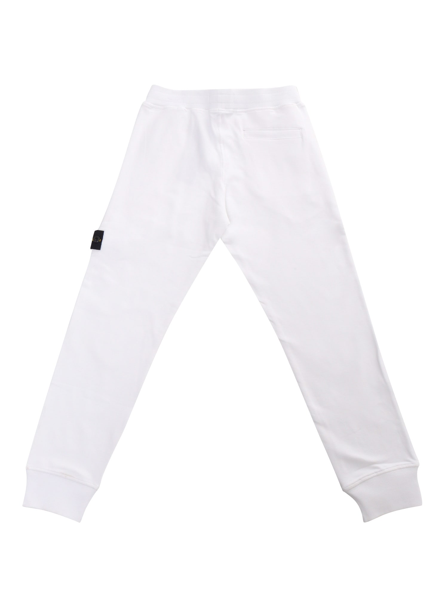 Shop Stone Island Junior White Fleece Jogging Pants