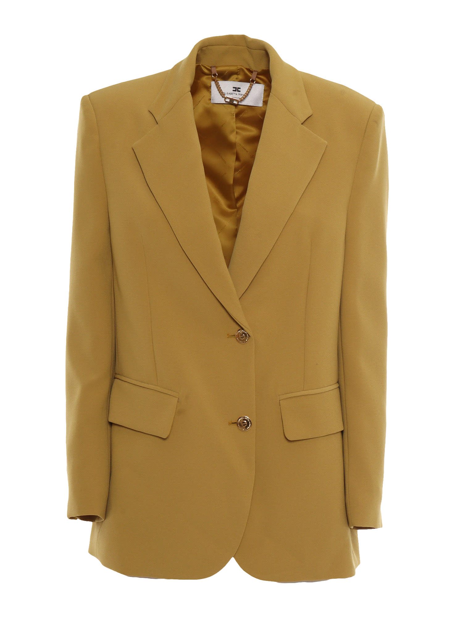 Elisabetta Franchi Fluid Crepe Jacket With Logo Buttons In Yellow