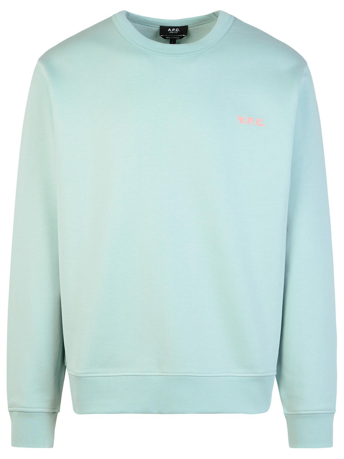 Shop Apc Boxy Musk Green Cotton Sweatshirt