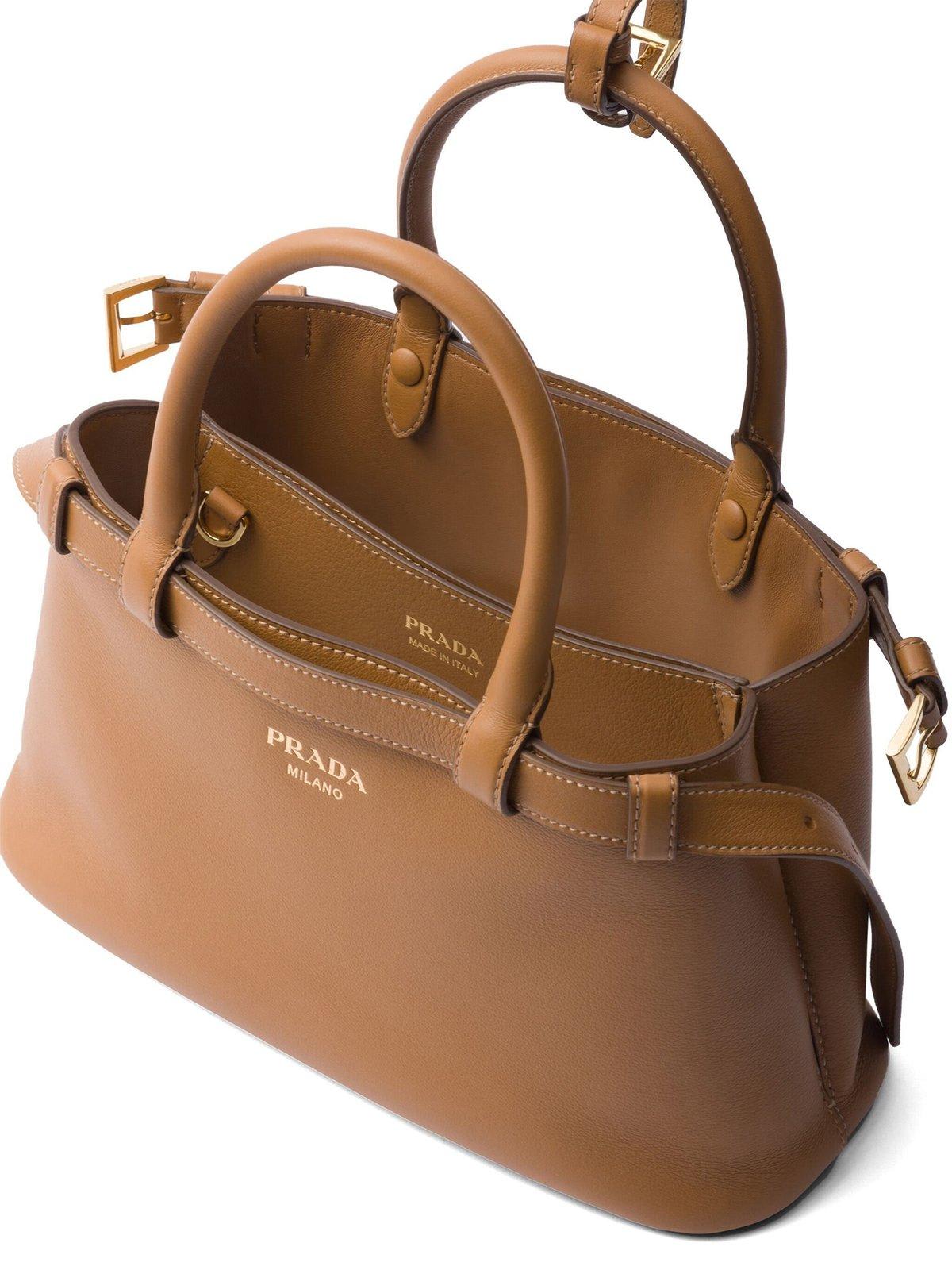 Shop Prada Logo-printed Handbag In Caramel 0