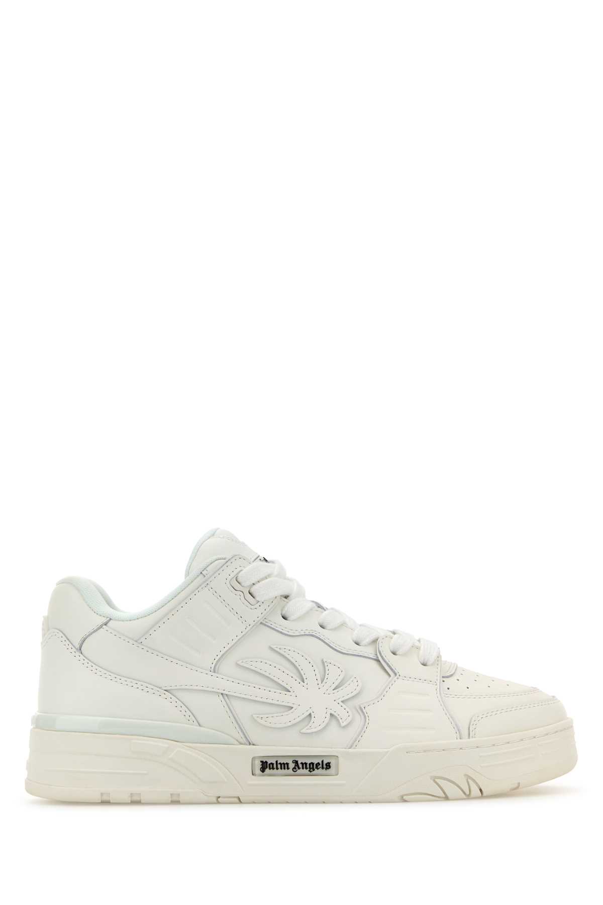 Shop Palm Angels White Leather Venice Sneakers In 0101