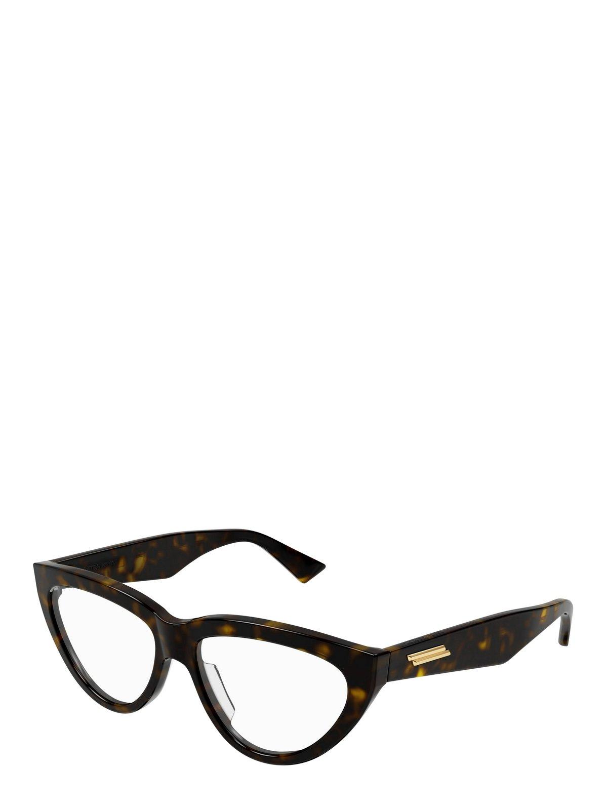 Shop Bottega Veneta Cat-eye Frame Glasses In 002 Havana Havana Transpa