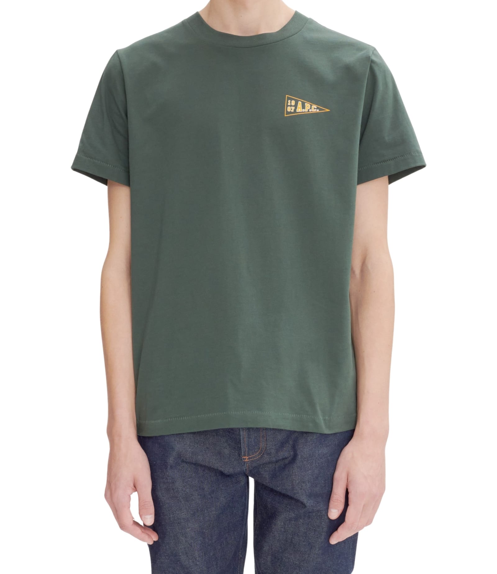 Apc Logo-print T-shirt In Kaf Vert Fonce