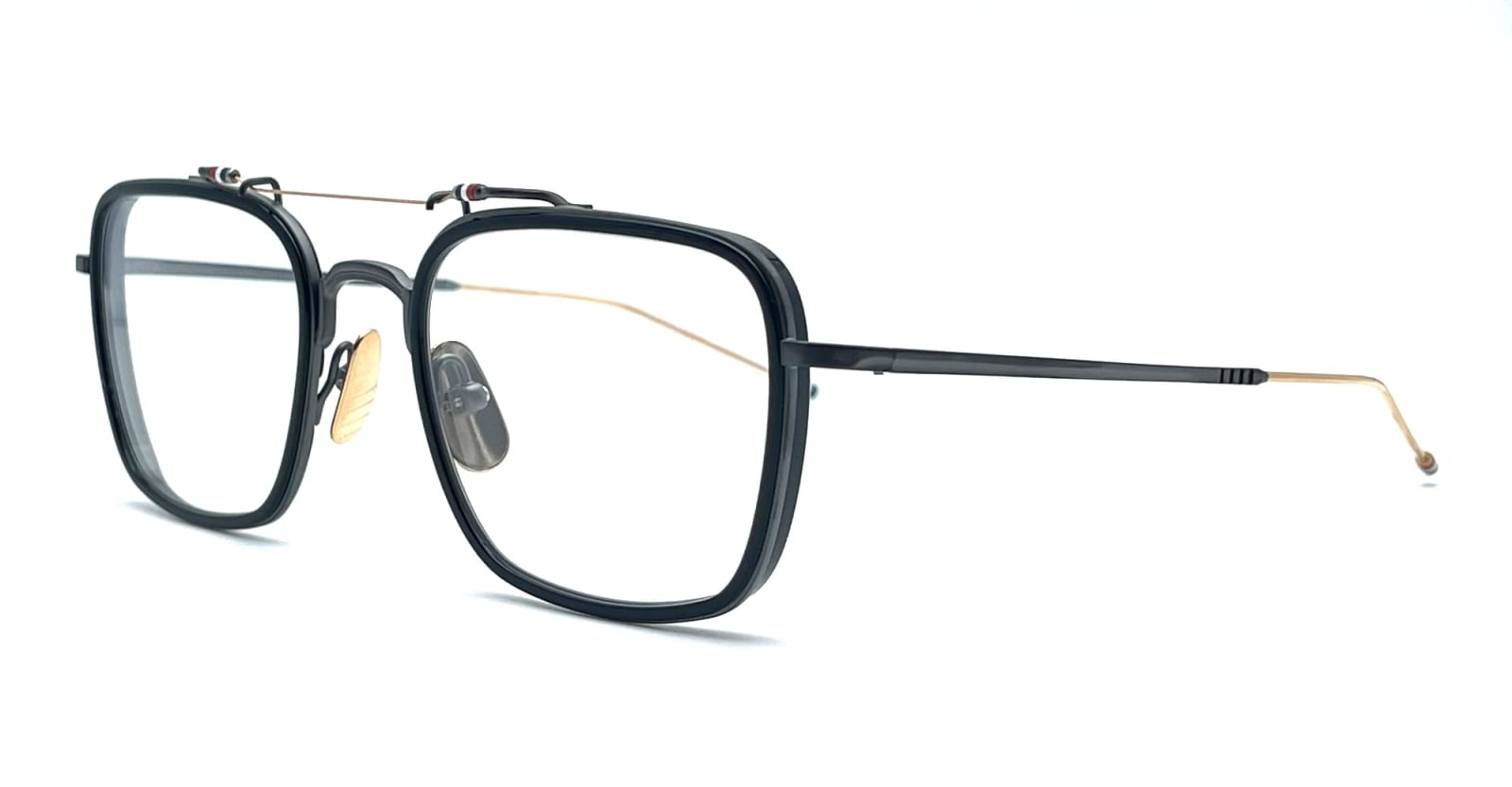Shop Thom Browne Aviator - Black Rx Glasses In Black/gold