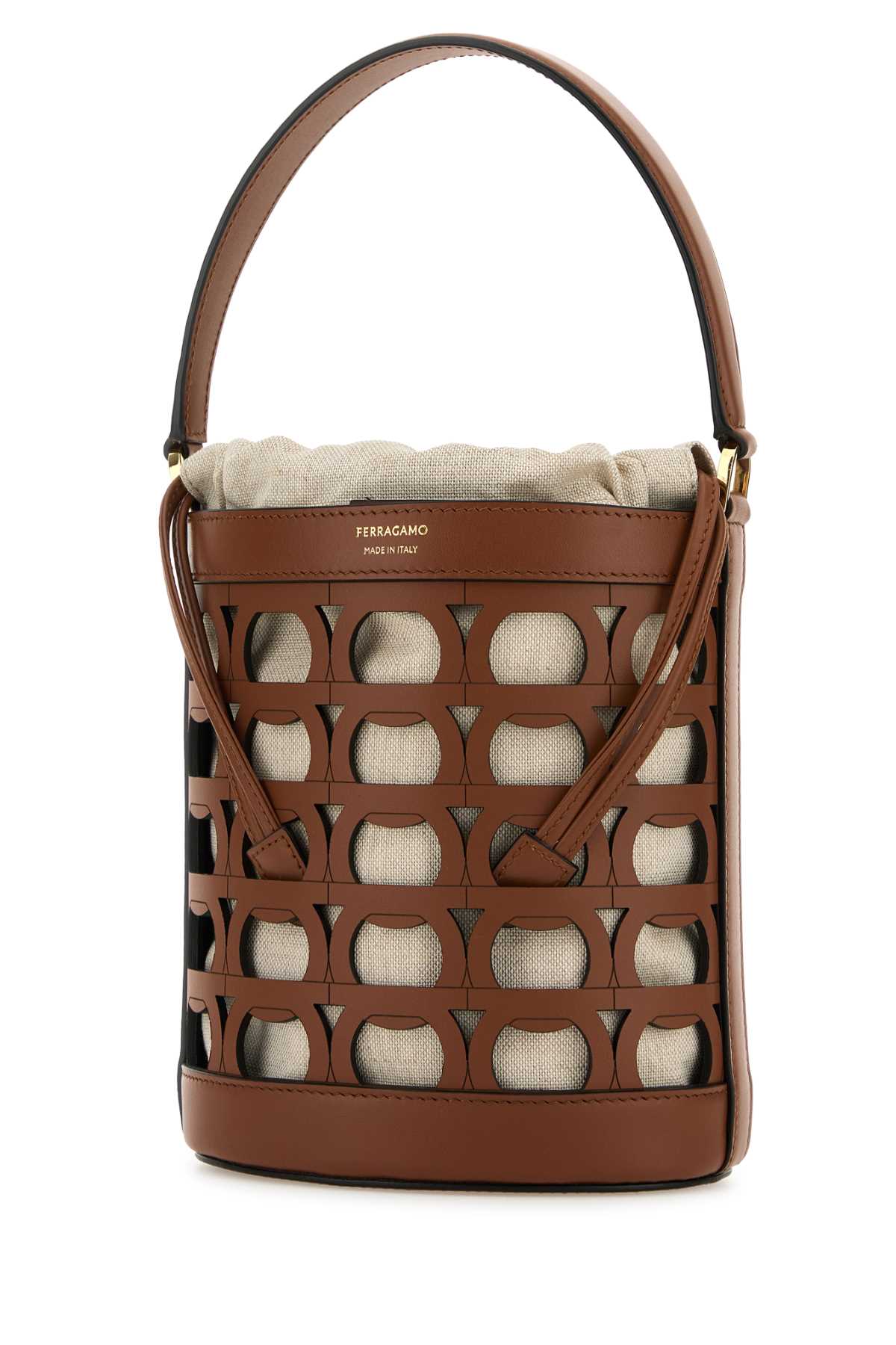 Ferragamo Leather Bucket Bag Top Handle