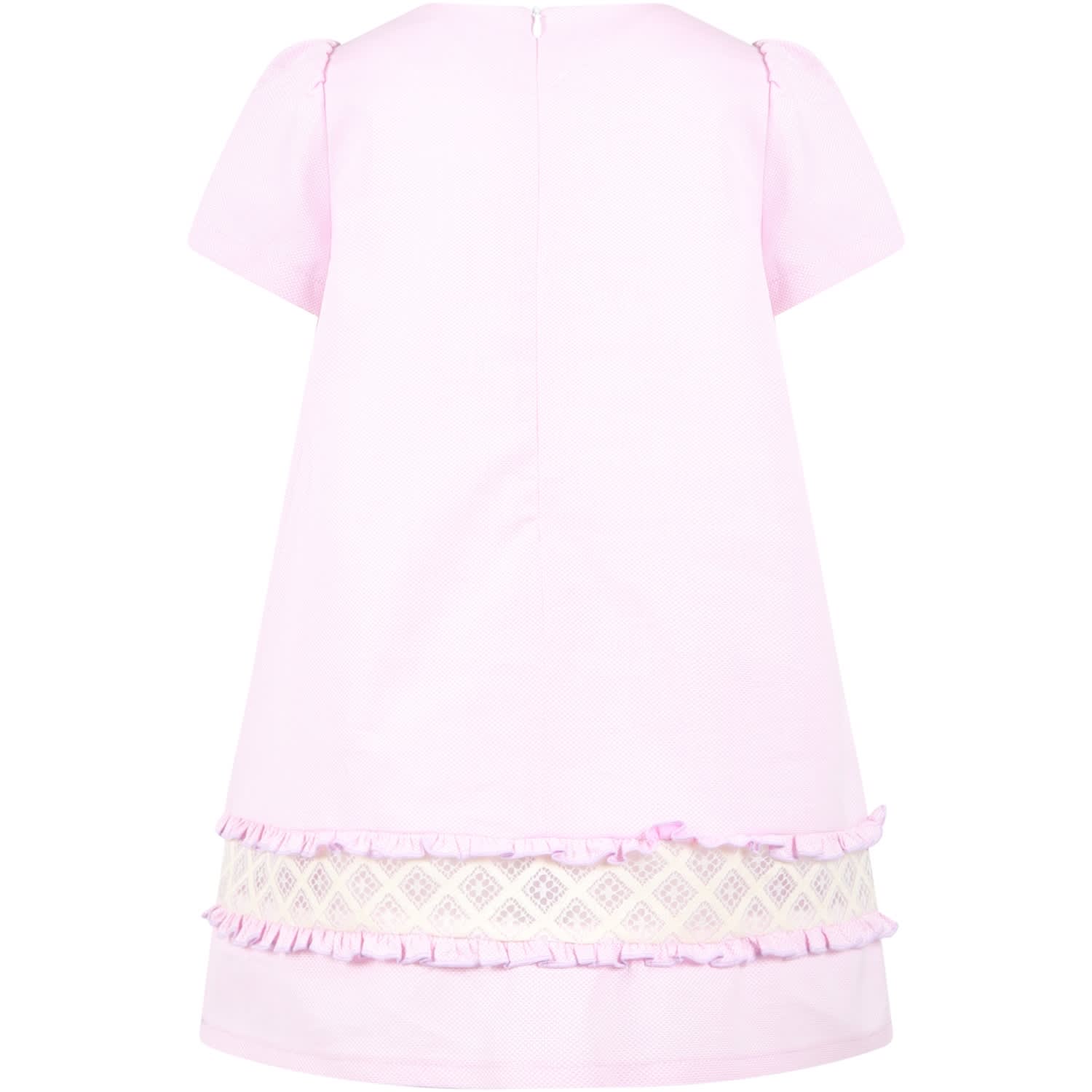 Shop Simonetta Pink Dress For Girl With Lace Details