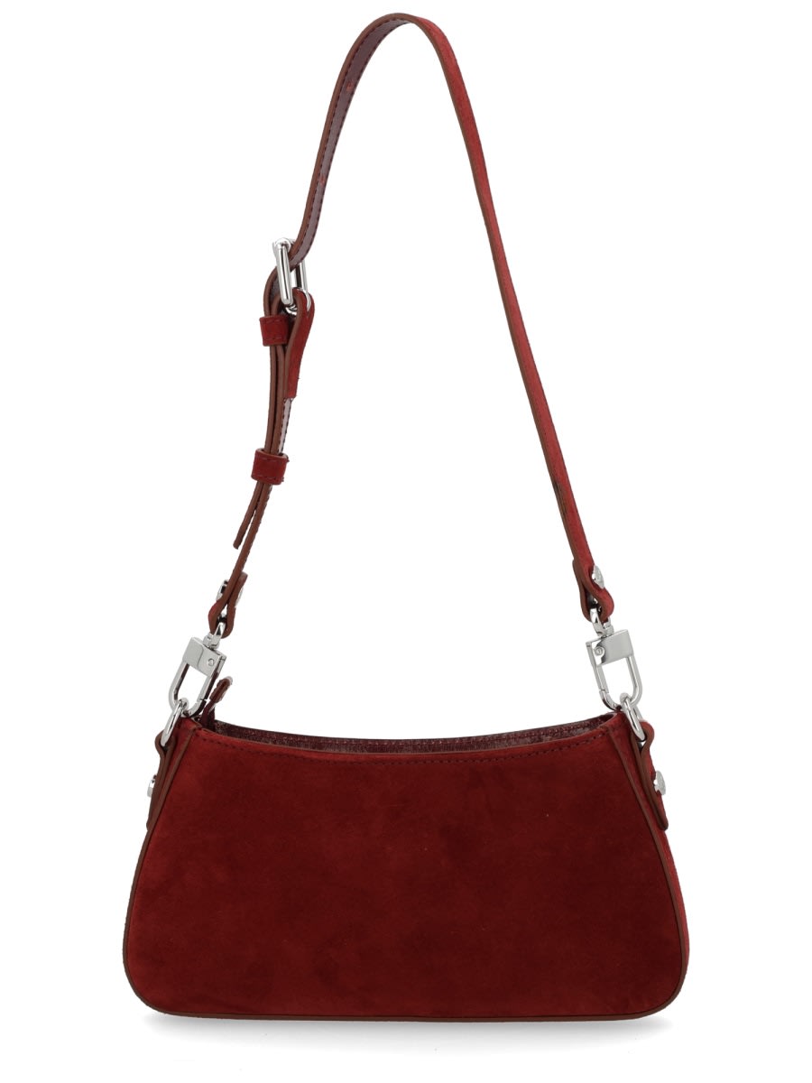 Vivienne Westwood Rectangular Suede Shoulder Bag With Adjustable Strap In Burgundy