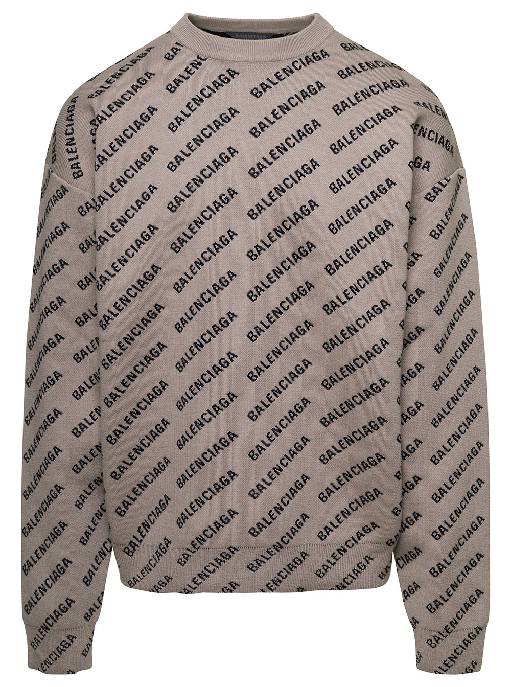 Balenciaga Allover Crewneck In Beige